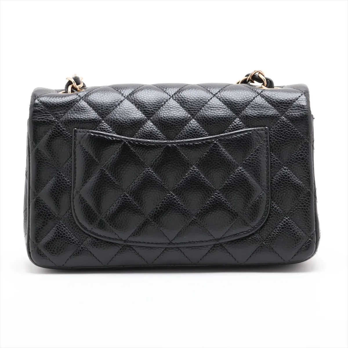 Mini Matelassé 20 Caviar Skin Single Flap Single Chain Bag, Black with Gold Hardware, 11331663, Serial Number 11-series, A69900 — view 2