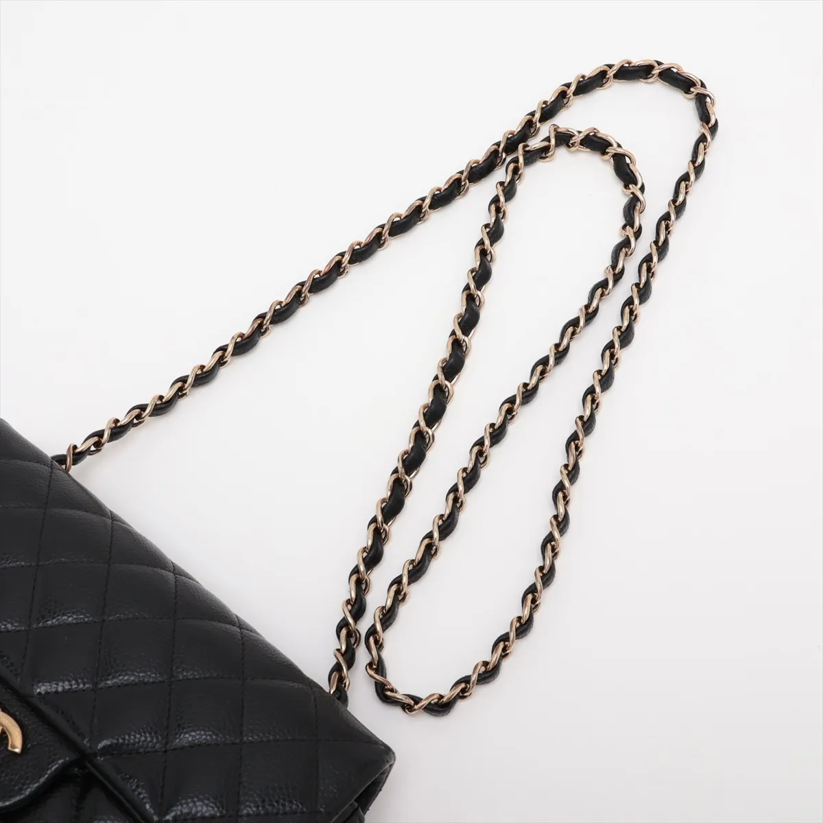 Mini Matelassé 20 Caviar Skin Single Flap Single Chain Bag, Black with Gold Hardware, 11331663, Serial Number 11-series, A69900 — view 5