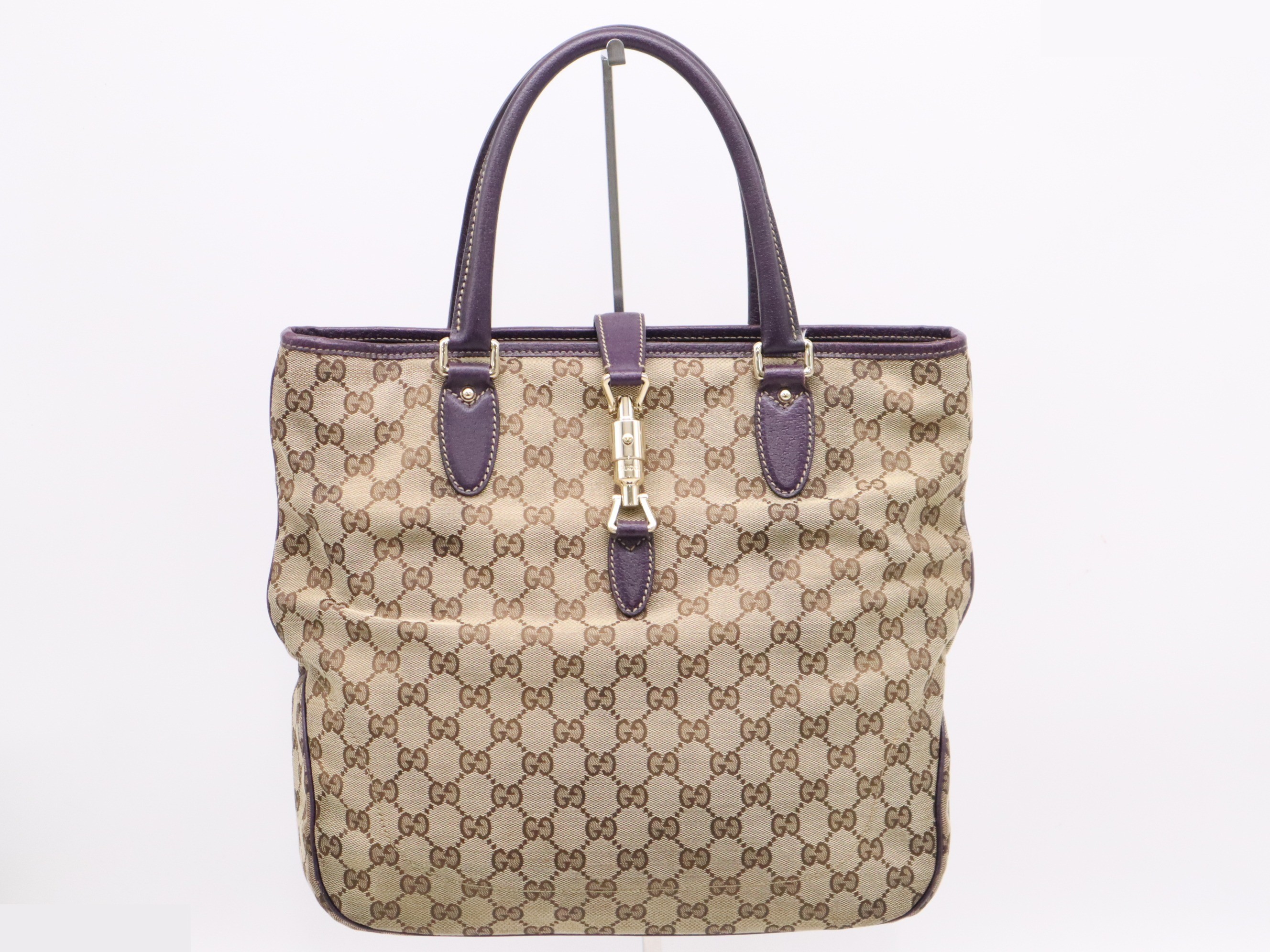 New Jackie Handbag Tote Bag Beige Purple 491403