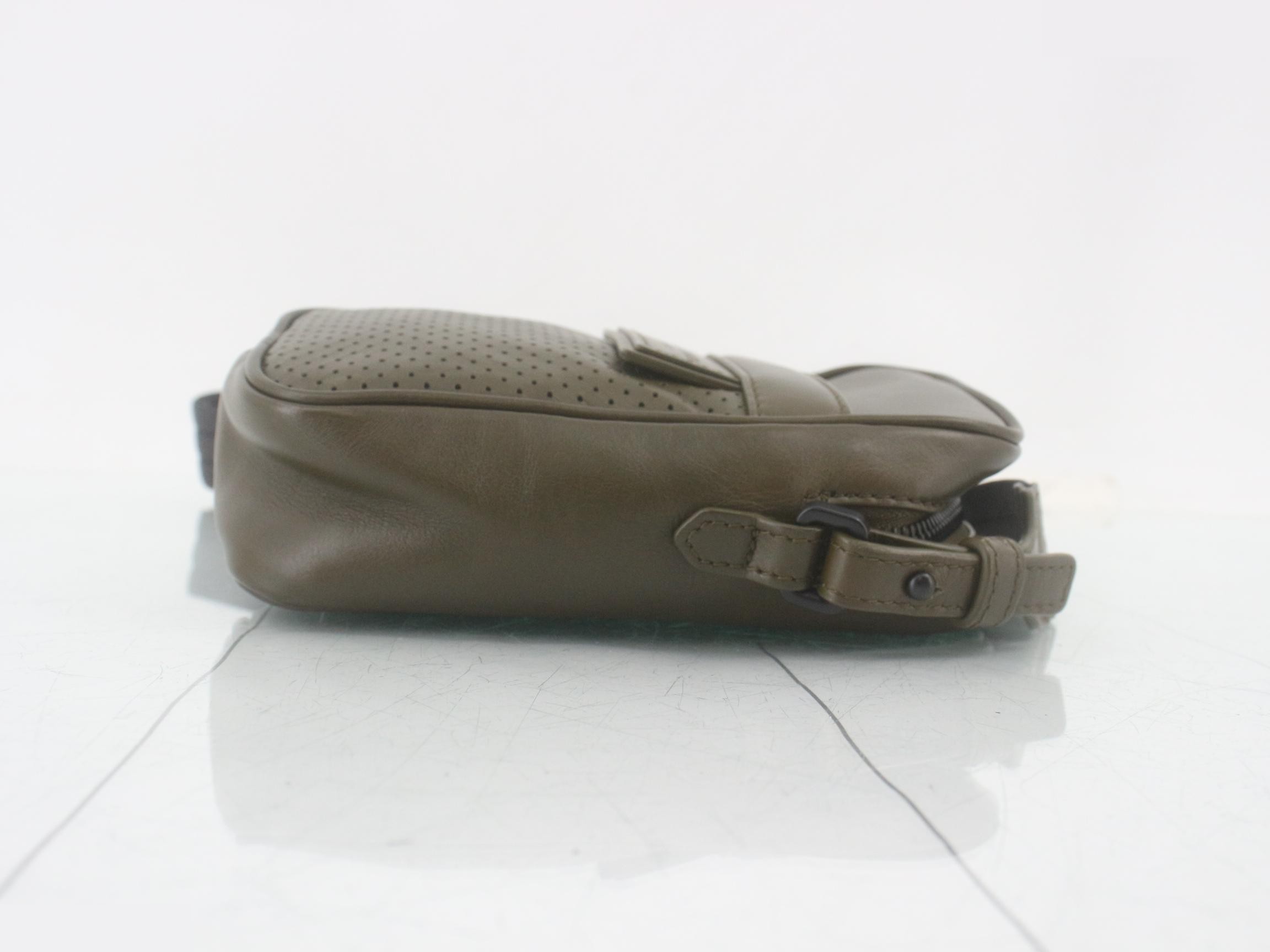 Perforated leather bag/shoulder bag, green — view 3