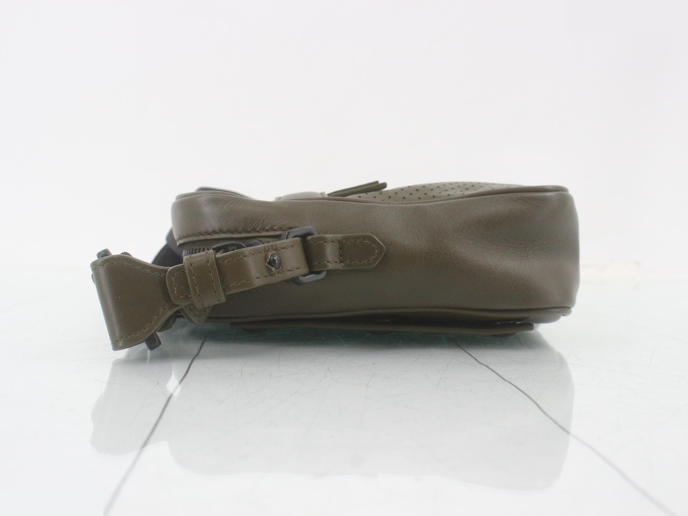 Perforated leather bag/shoulder bag, green — view 4