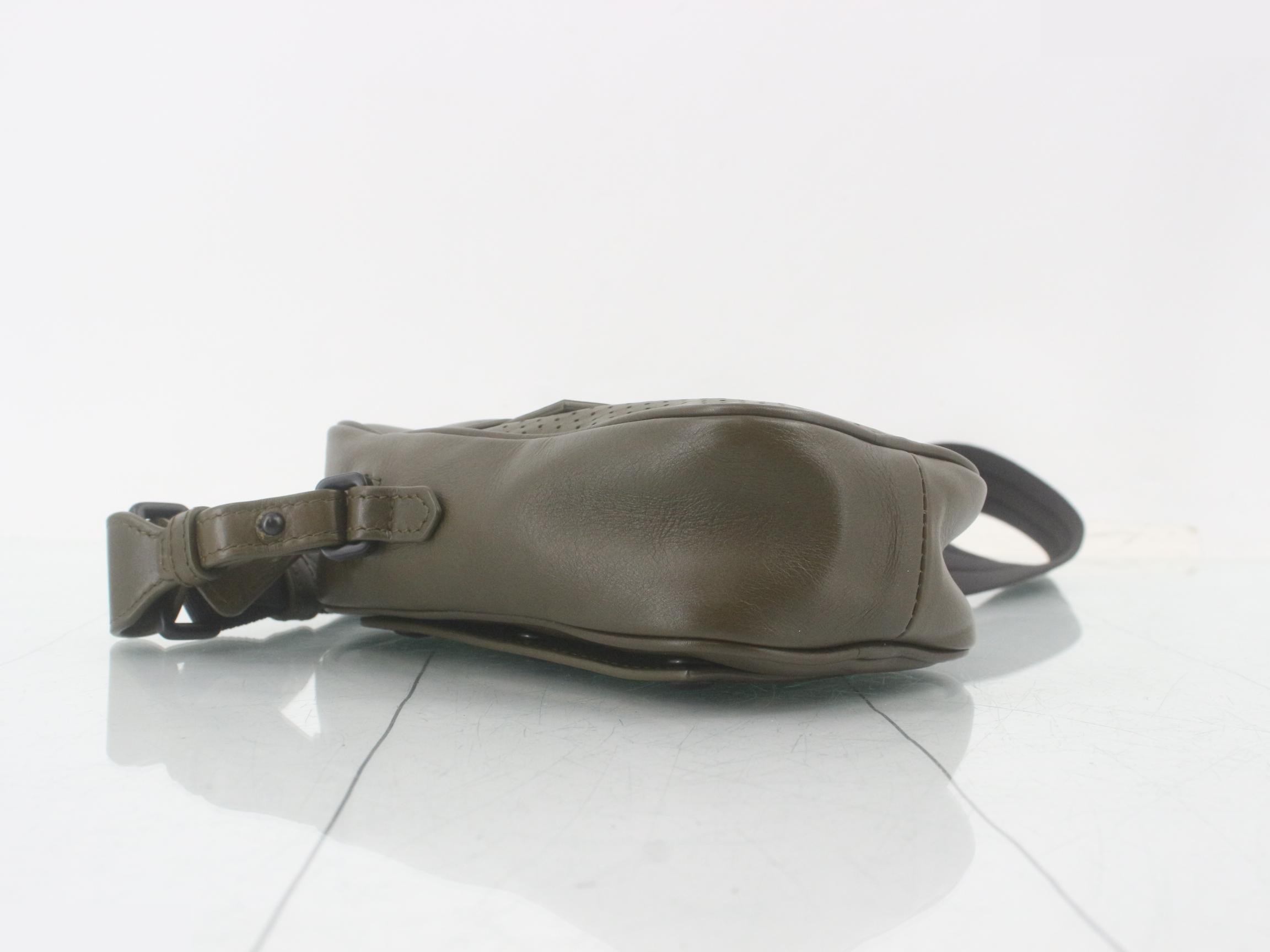 Perforated leather bag/shoulder bag, green — view 5