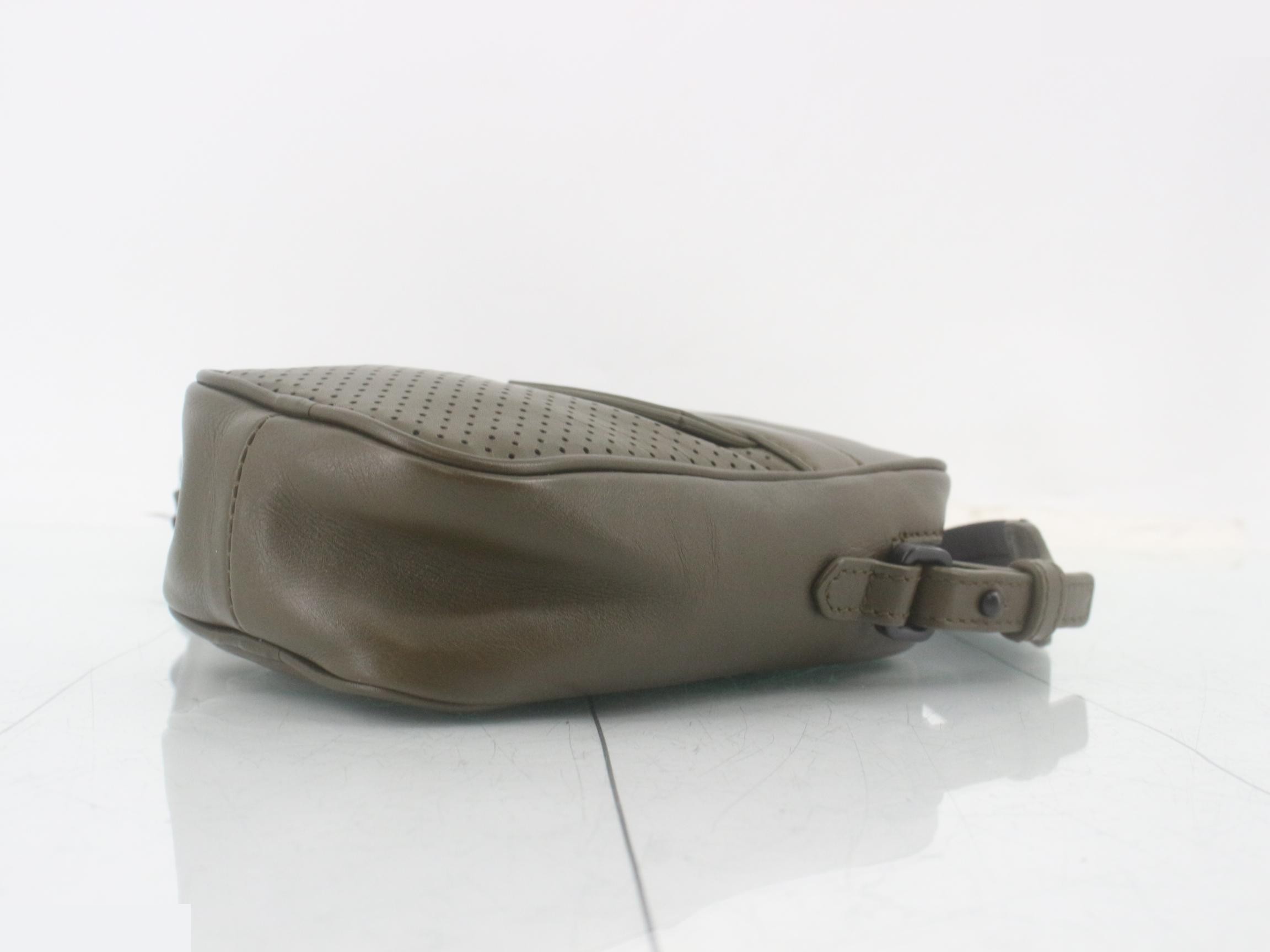 Perforated leather bag/shoulder bag, green — view 6