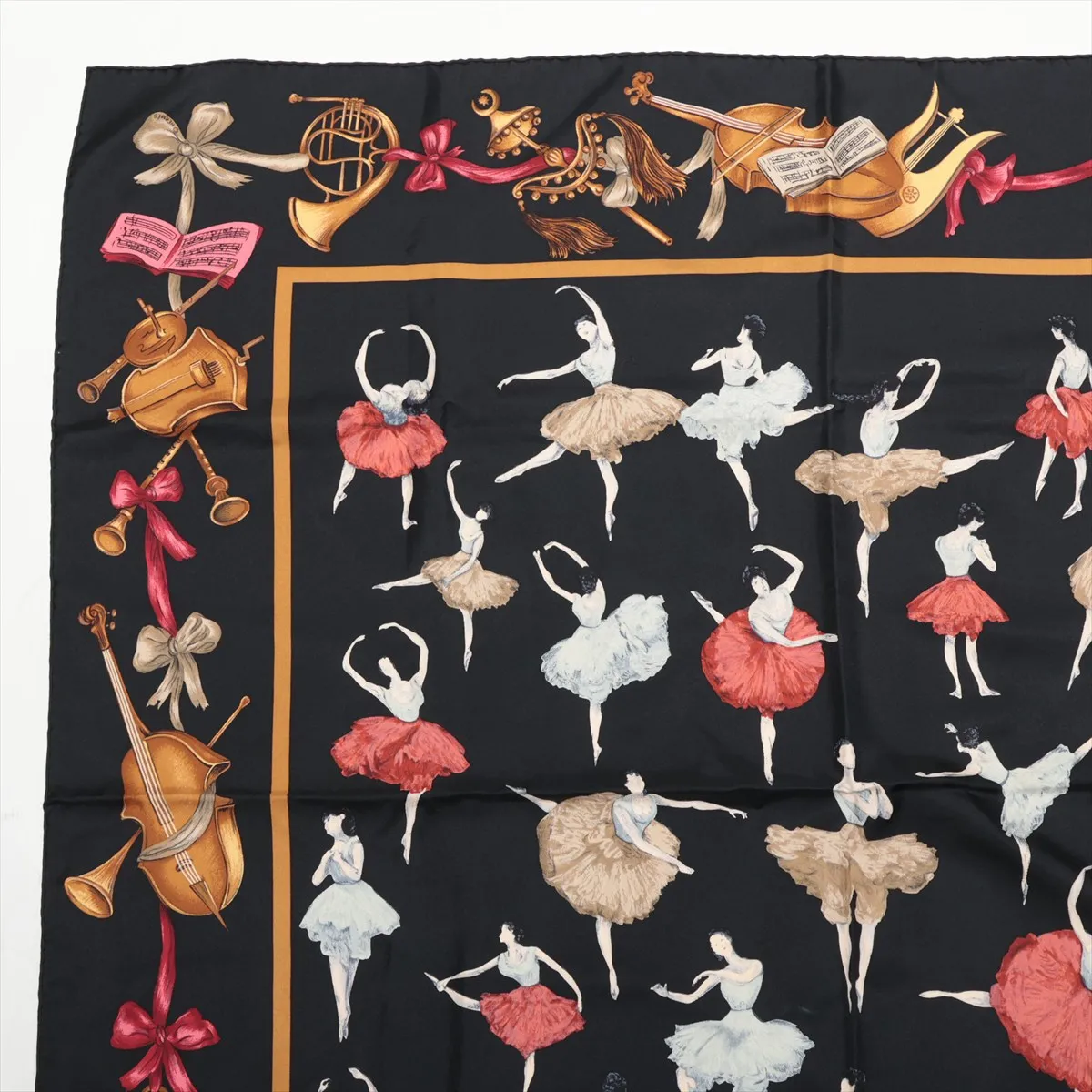 Carre 90La Dance Ballet Dancer Scarf Silk Black Thread Fuzzing — view 2