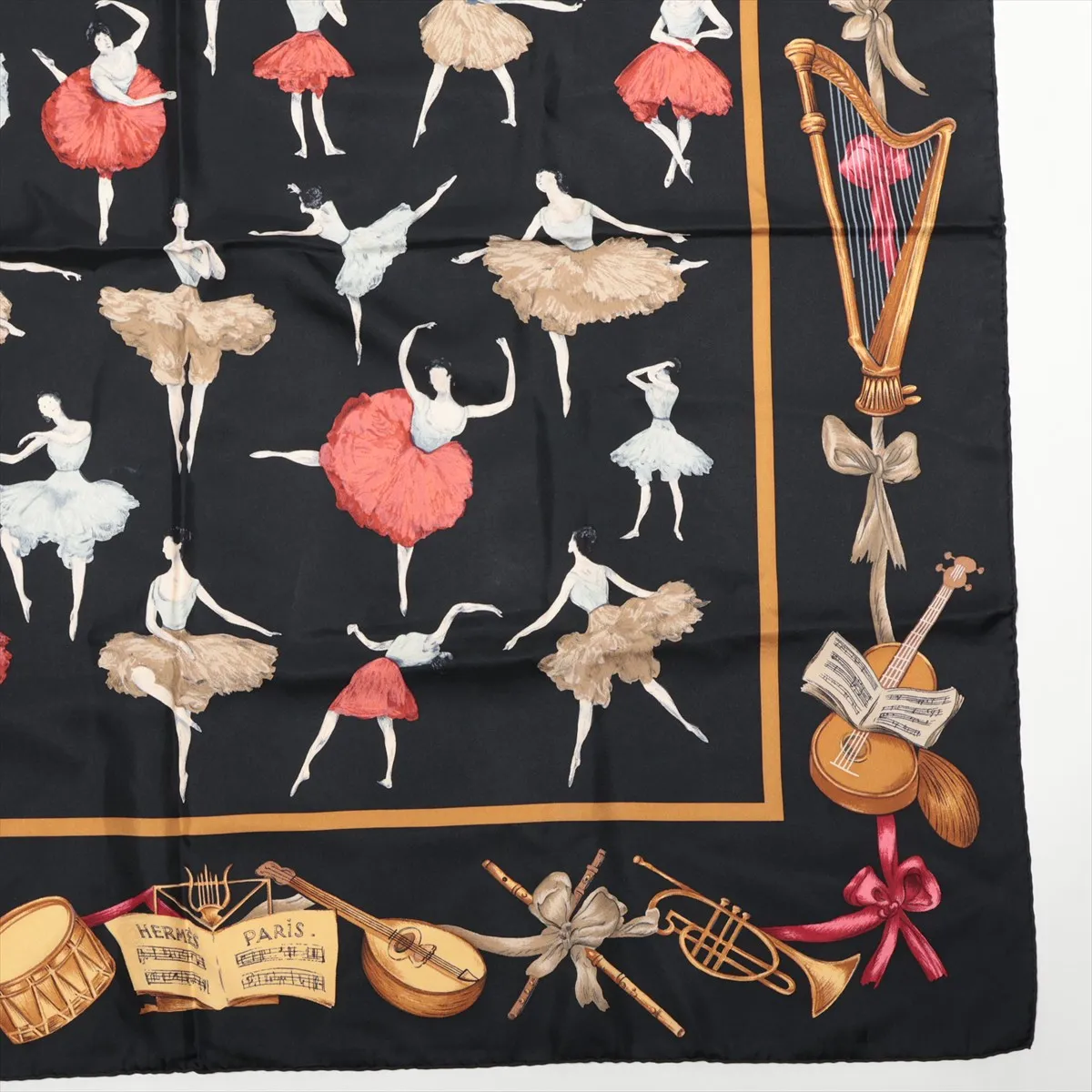 Carre 90La Dance Ballet Dancer Scarf Silk Black Thread Fuzzing — view 4