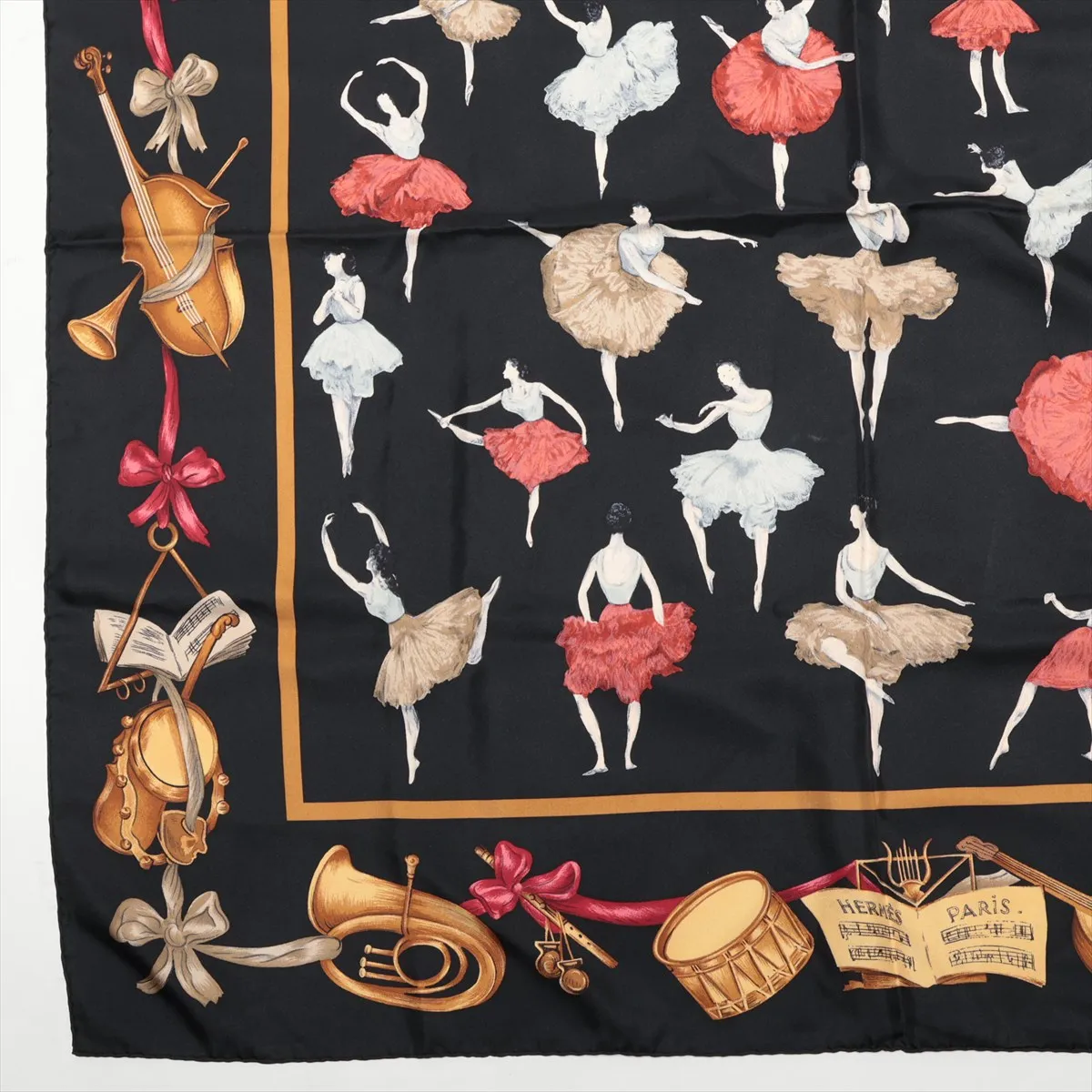 Carre 90La Dance Ballet Dancer Scarf Silk Black Thread Fuzzing — view 5