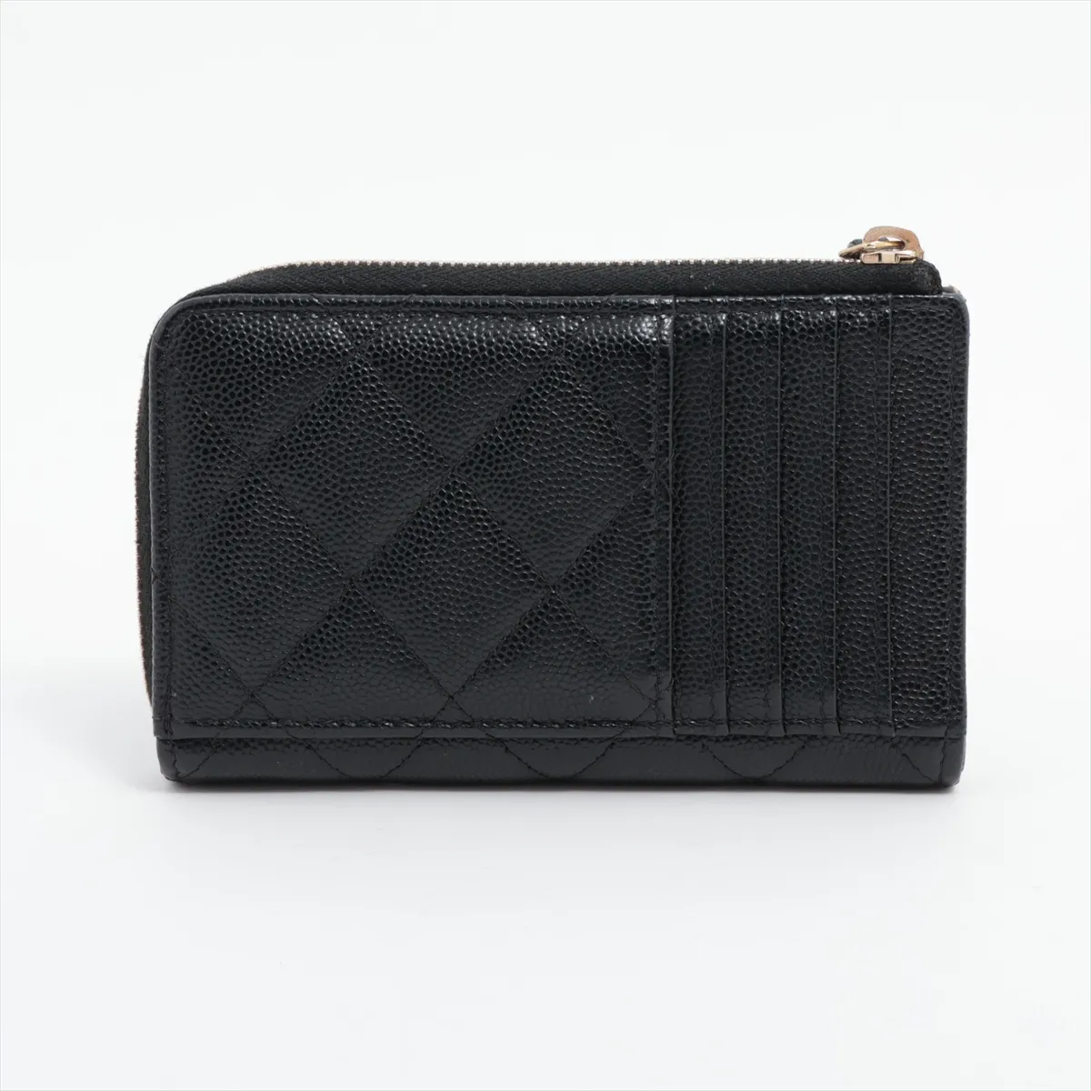 Matelasse caviar skin fragment case black gold hardware L4K5C6K2 — view 2