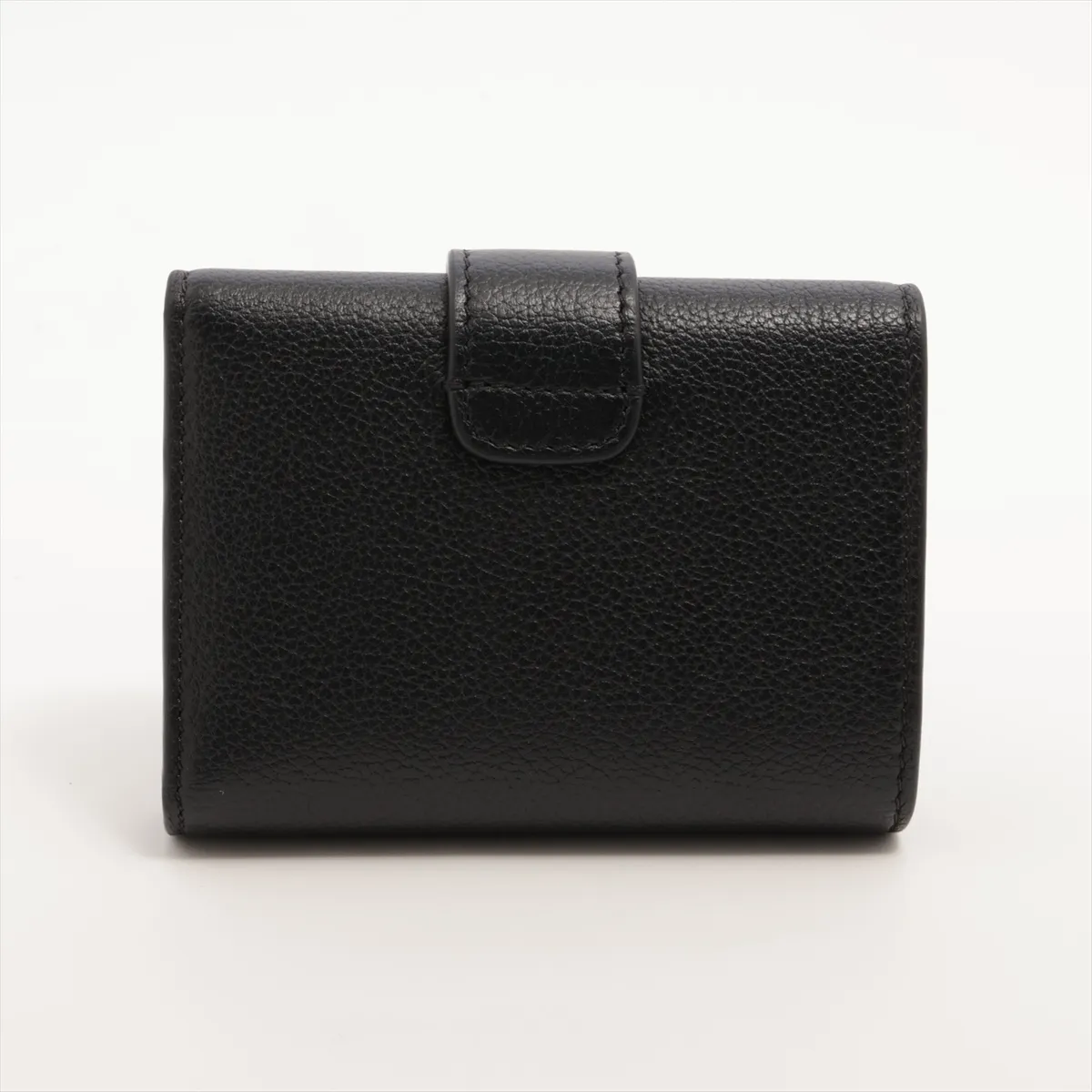 Triomphe Fine Strap Wallet Leather Compact Wallet Black — view 2