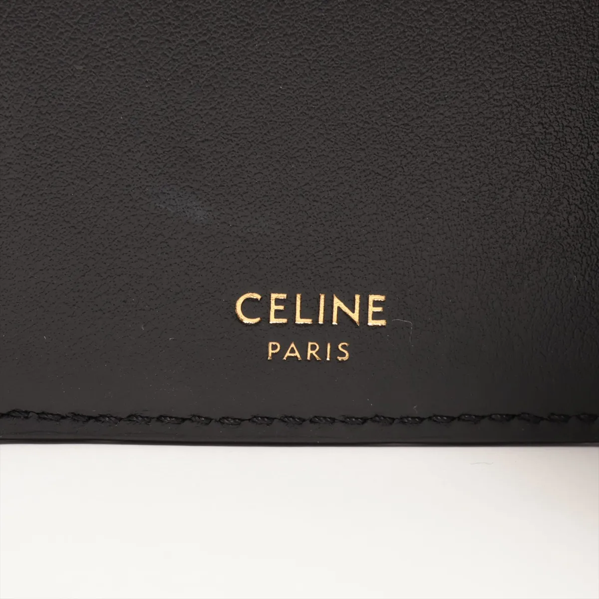 Triomphe Fine Strap Wallet Leather Compact Wallet Black — view 7