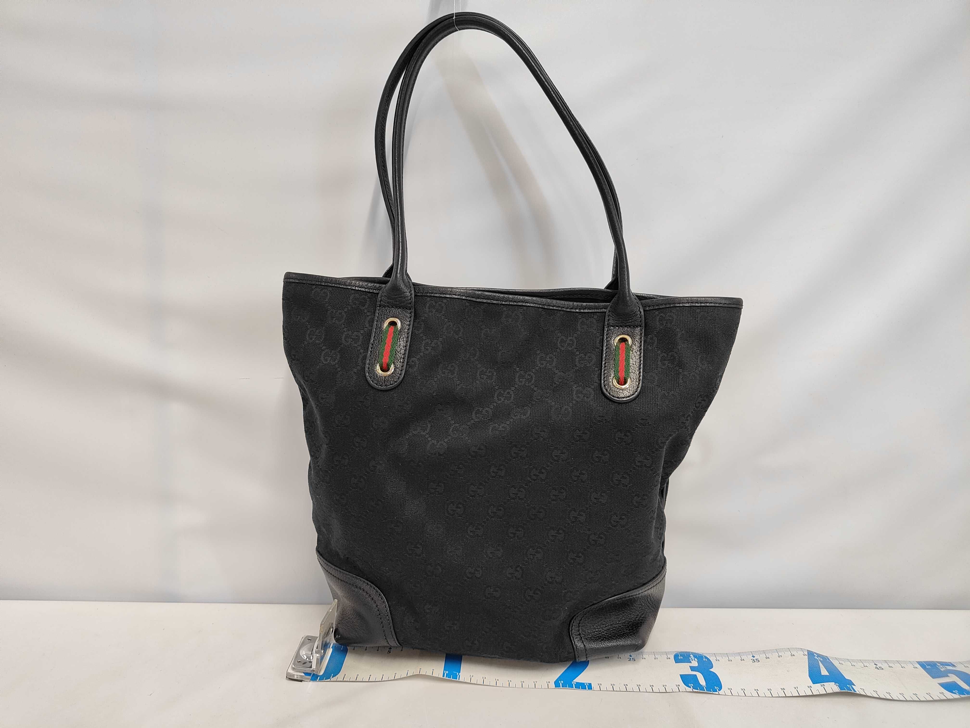 Black Canvas GG Monogram Bow Tote Bag Shoulder Bag — view 2
