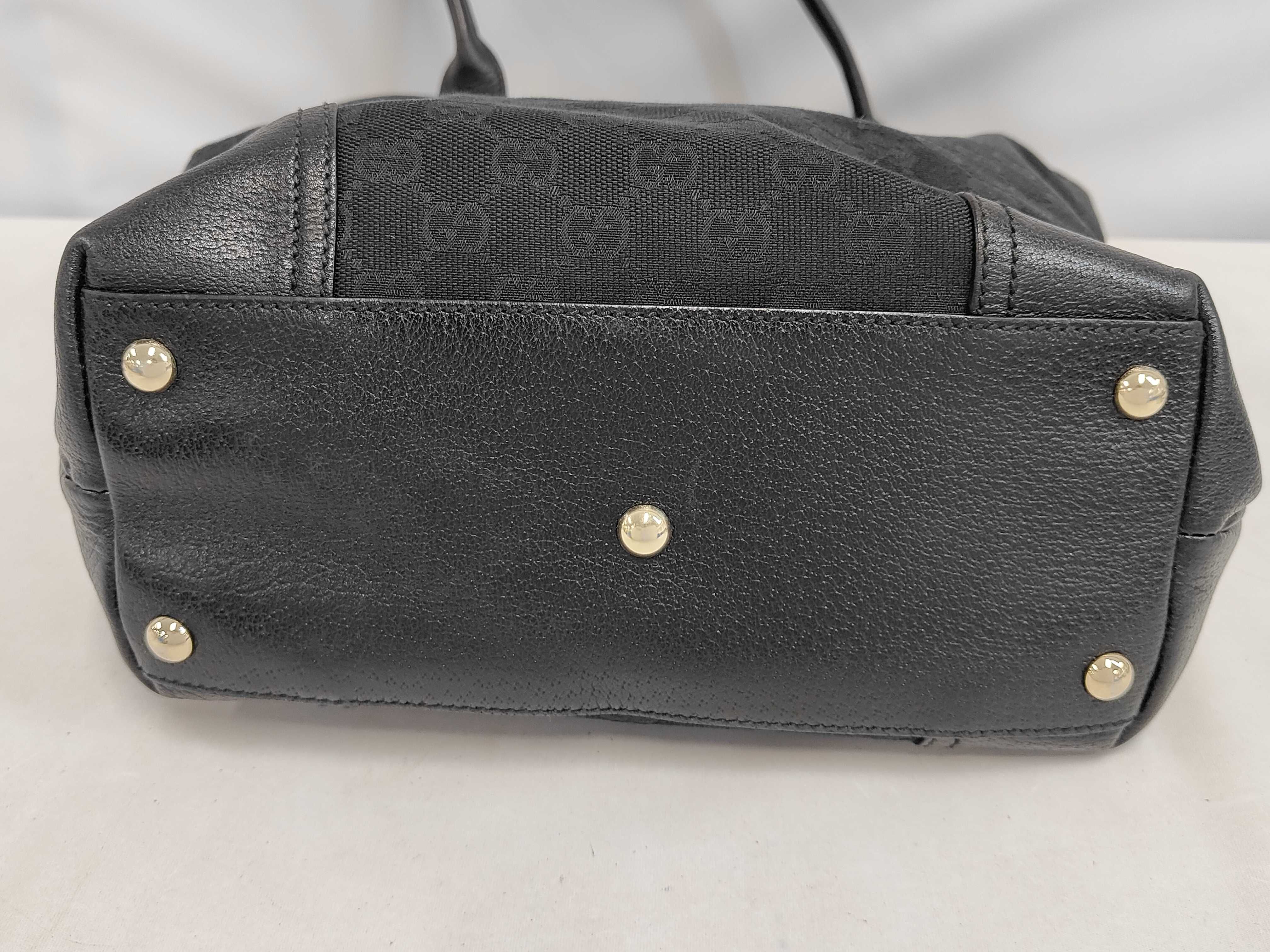 Black Canvas GG Monogram Bow Tote Bag Shoulder Bag — view 4