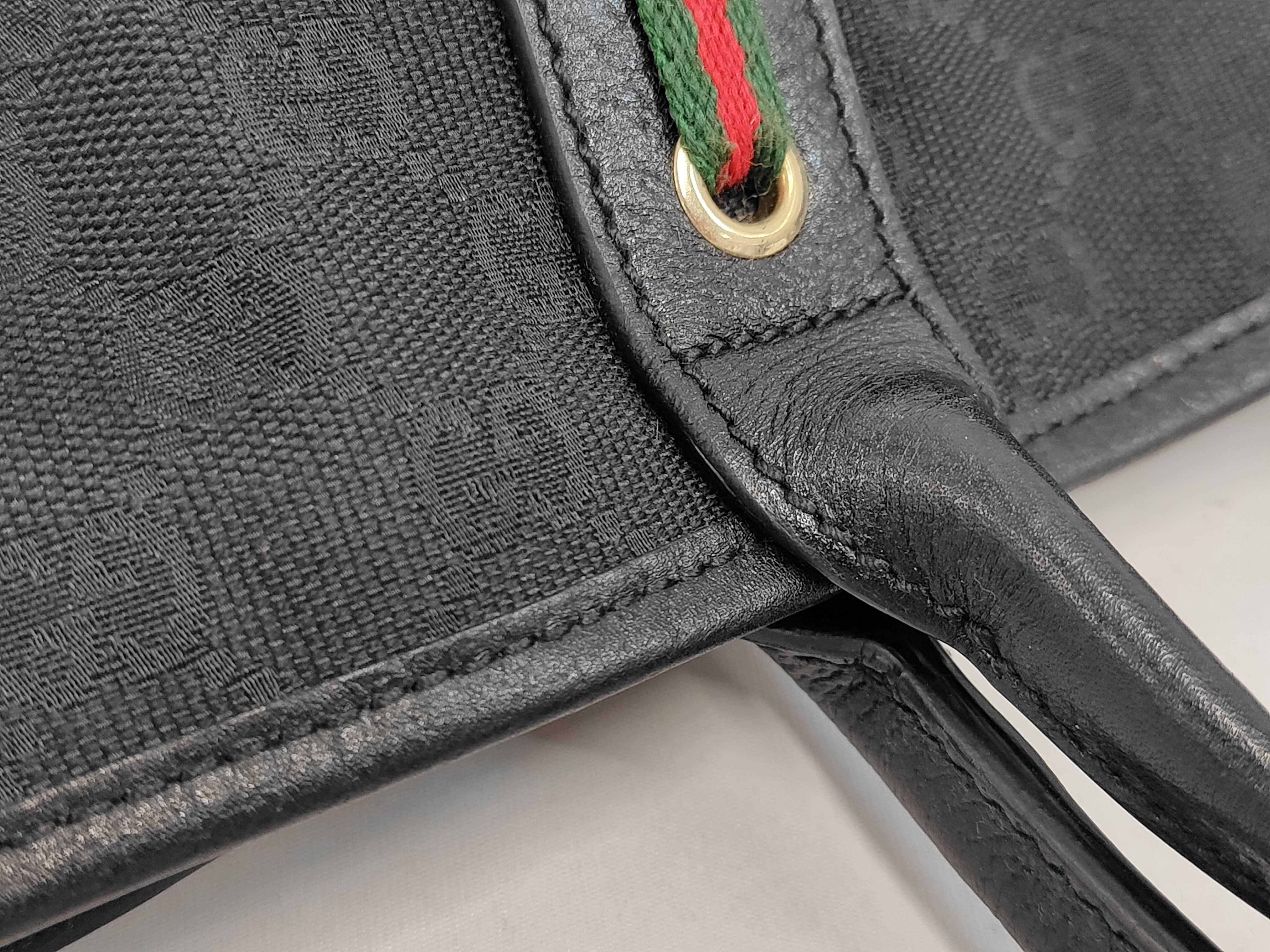 Black Canvas GG Monogram Bow Tote Bag Shoulder Bag — view 6