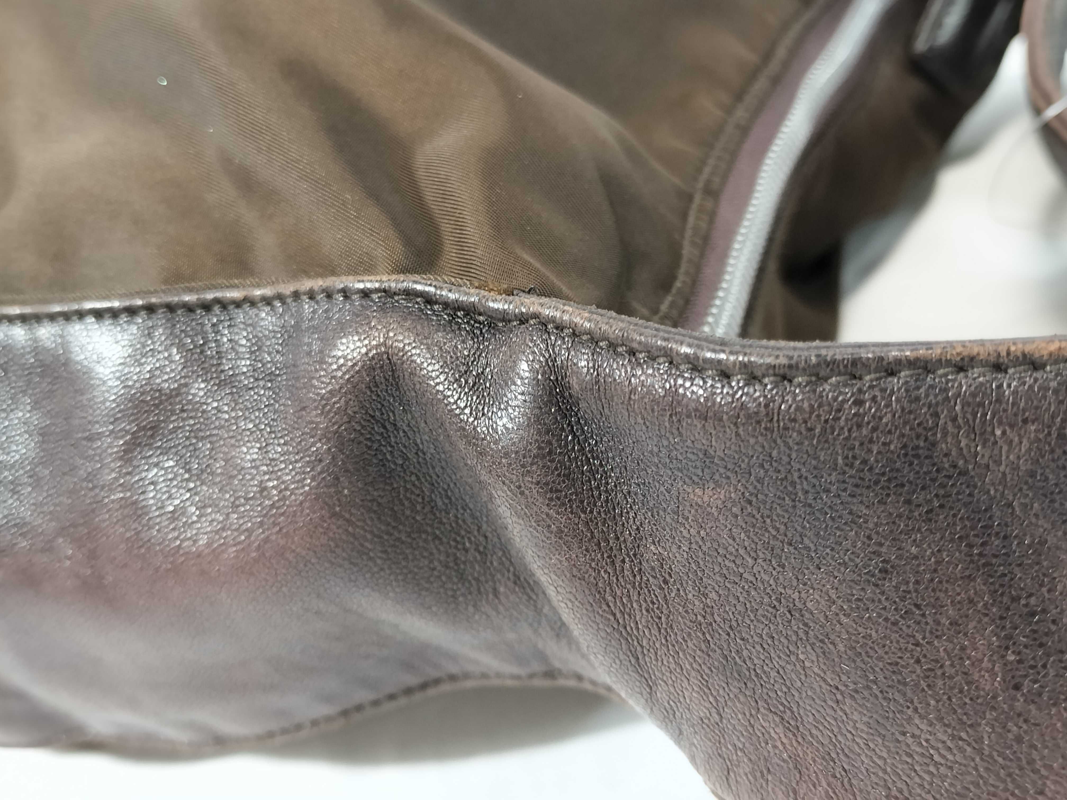 Nylon x Leather Shoulder Bag, Brown — view 5