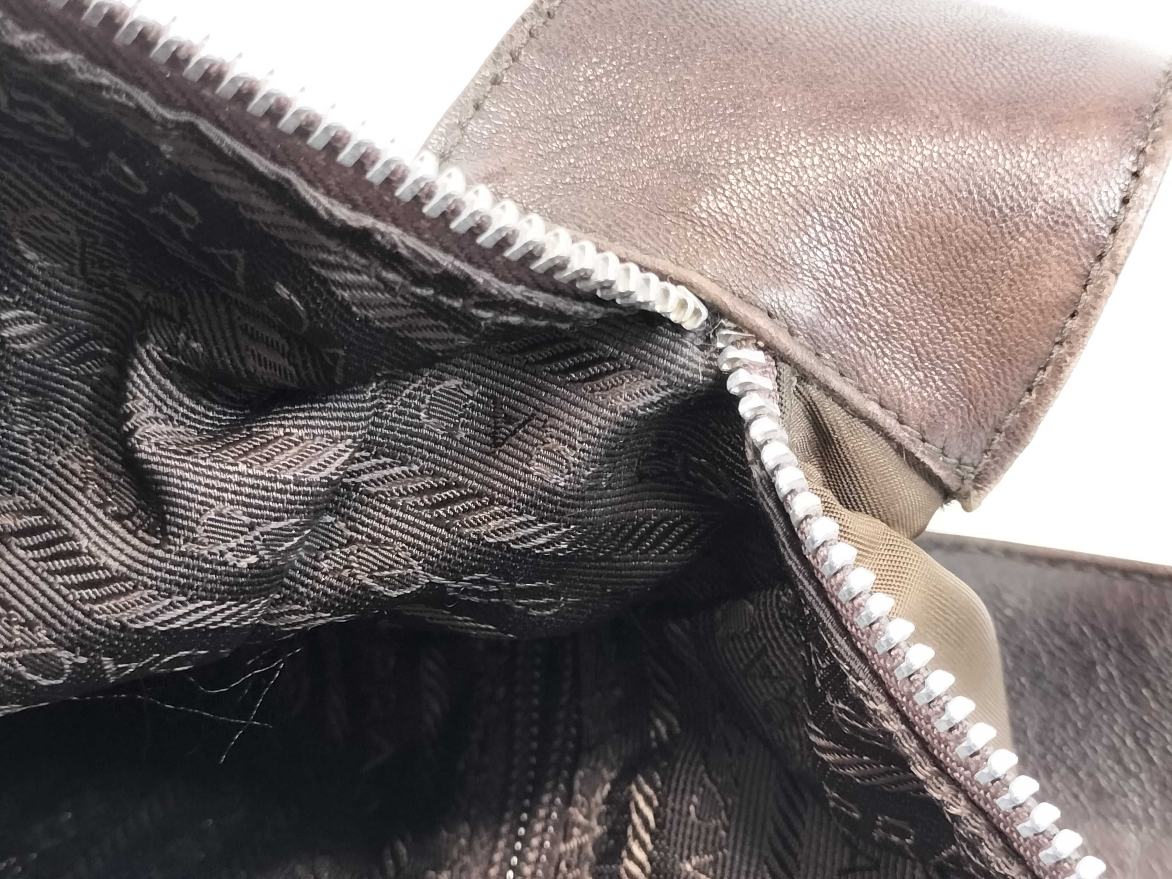 Nylon x Leather Shoulder Bag, Brown — view 9