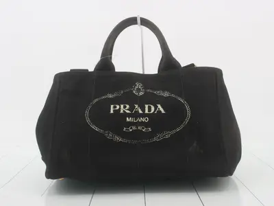 Canapa Canvas Triangle Plate 2-Way Shoulder/Handbag Black
