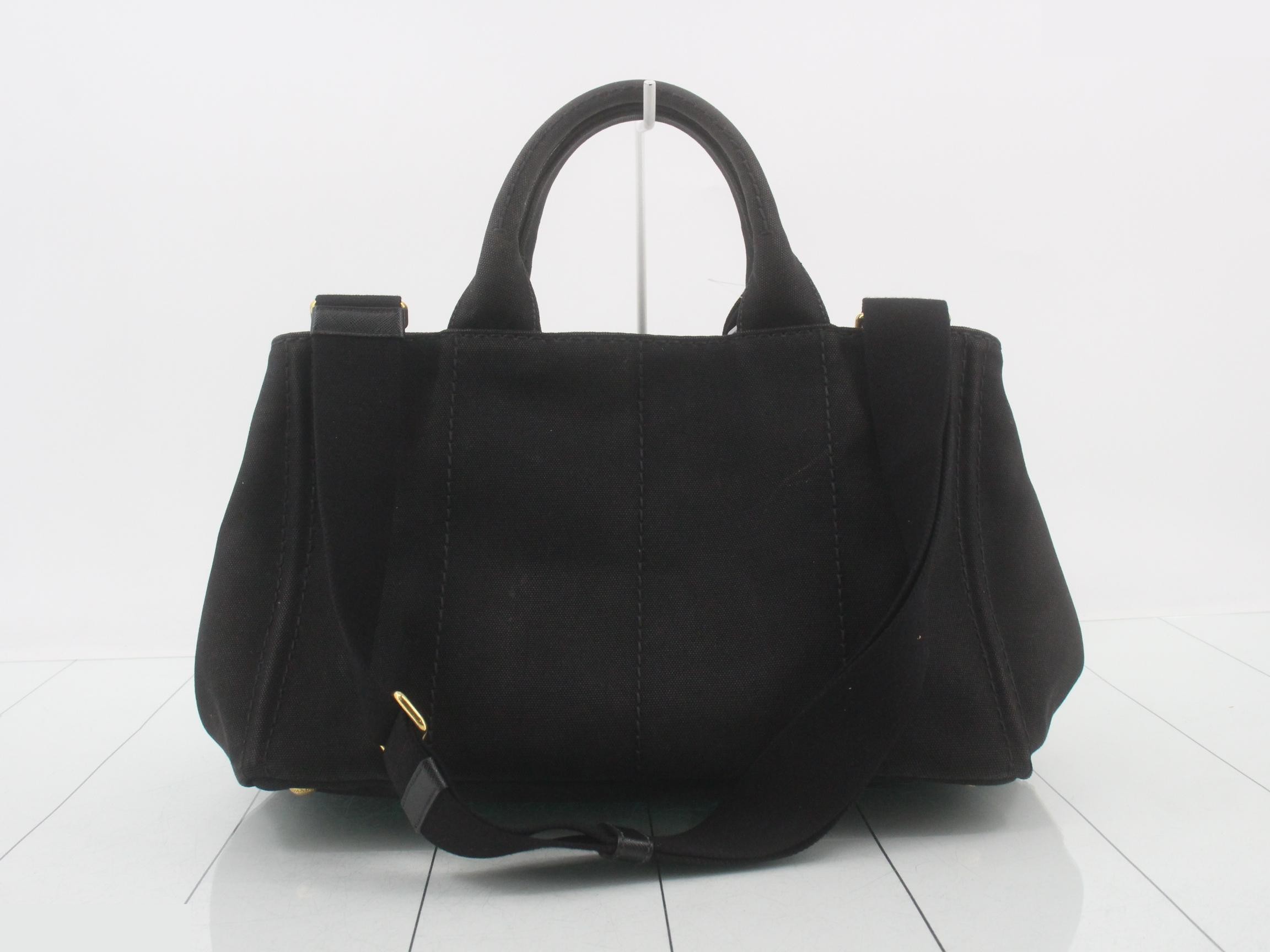 Canapa Canvas Triangle Plate 2-Way Shoulder/Handbag Black — view 2