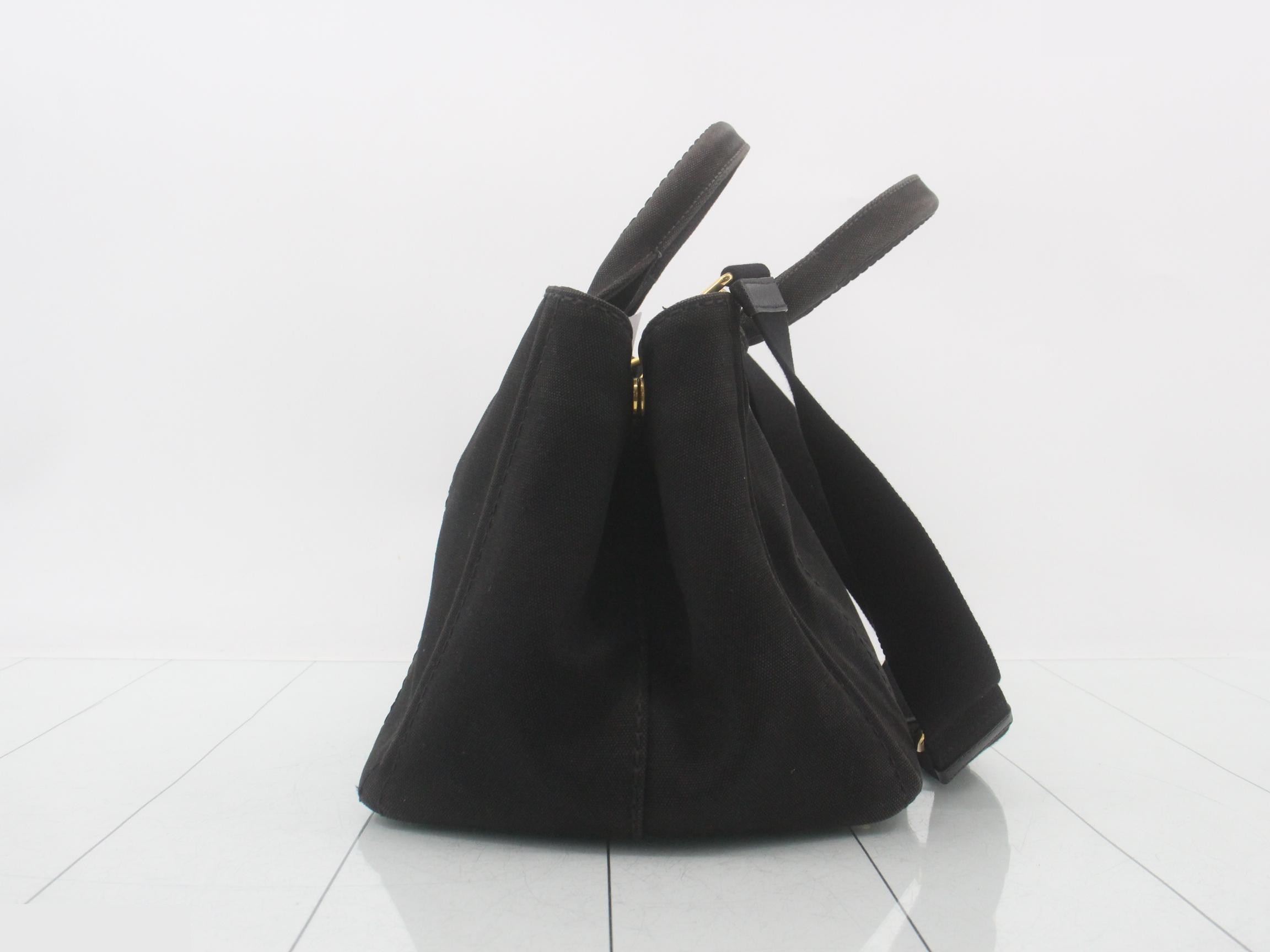 Canapa Canvas Triangle Plate 2-Way Shoulder/Handbag Black — view 3