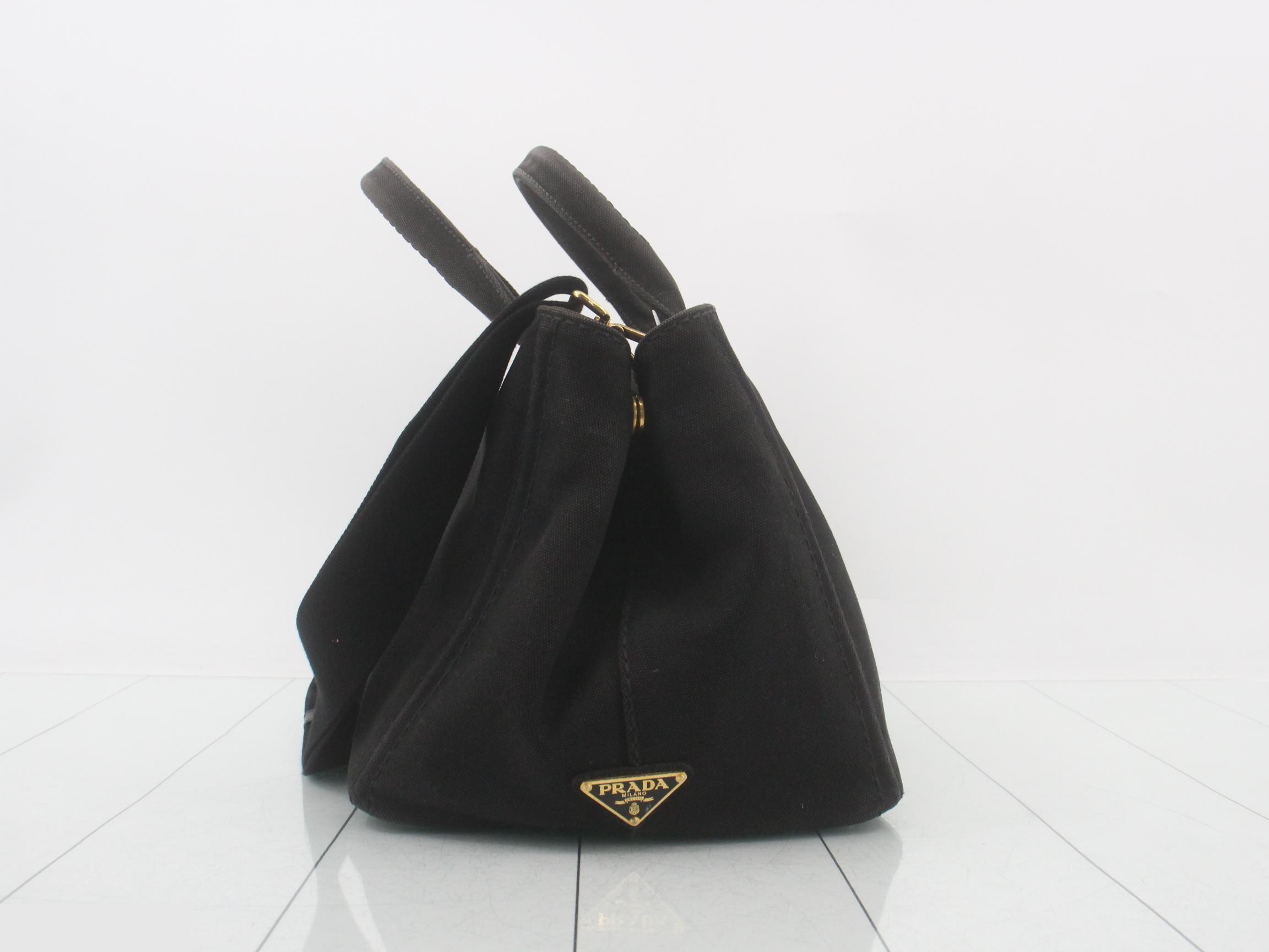 Canapa Canvas Triangle Plate 2-Way Shoulder/Handbag Black — view 4
