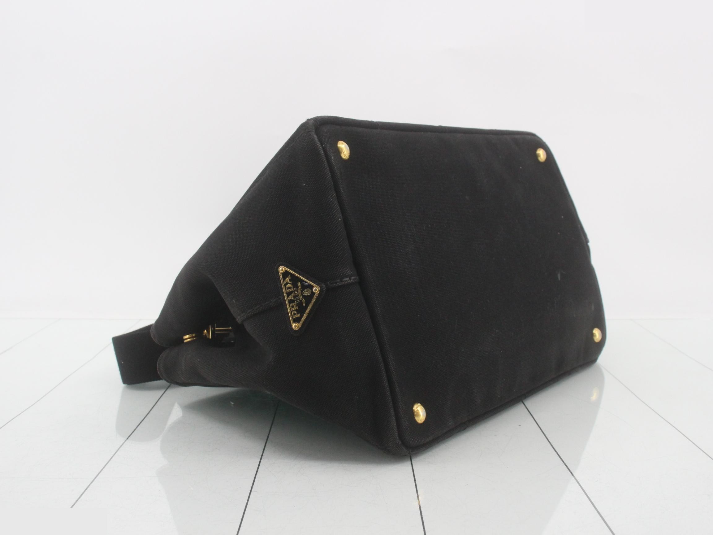 Canapa Canvas Triangle Plate 2-Way Shoulder/Handbag Black — view 5