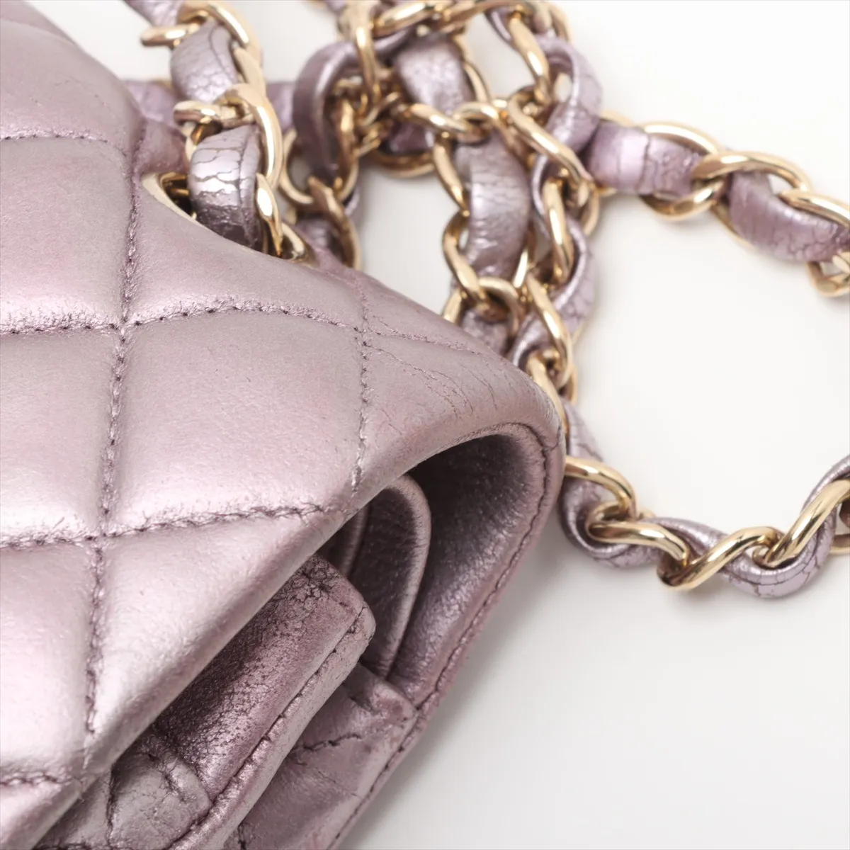 Matelasse 25 Leather Double Flap Double Chain Bag Purple Gold Hardware 19999444 19th Series A01112 — view 13