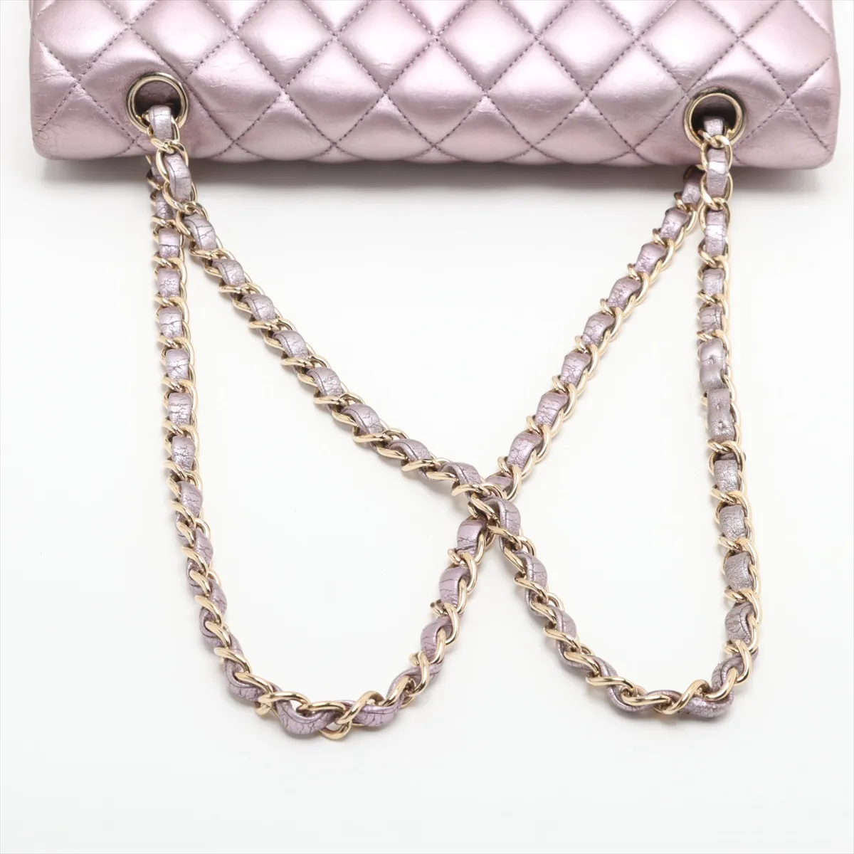 Matelasse 25 Leather Double Flap Double Chain Bag Purple Gold Hardware 19999444 19th Series A01112 — view 5