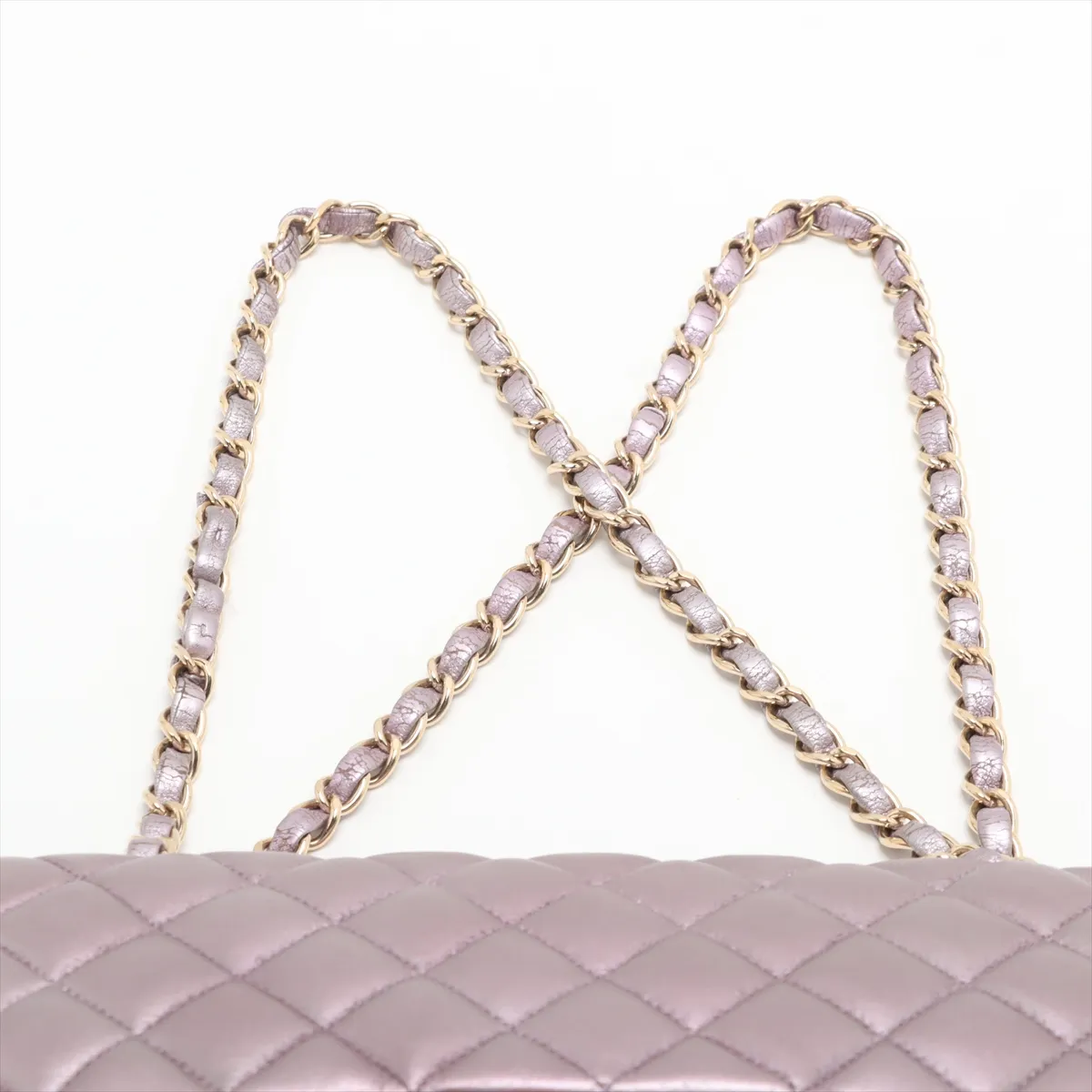 Matelasse 25 Leather Double Flap Double Chain Bag Purple Gold Hardware 19999444 19th Series A01112 — view 6