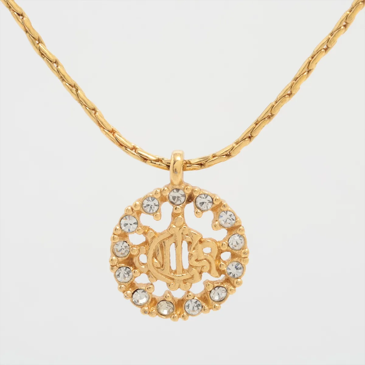 Logo Necklace GP x Rhinestone Gold — view 2