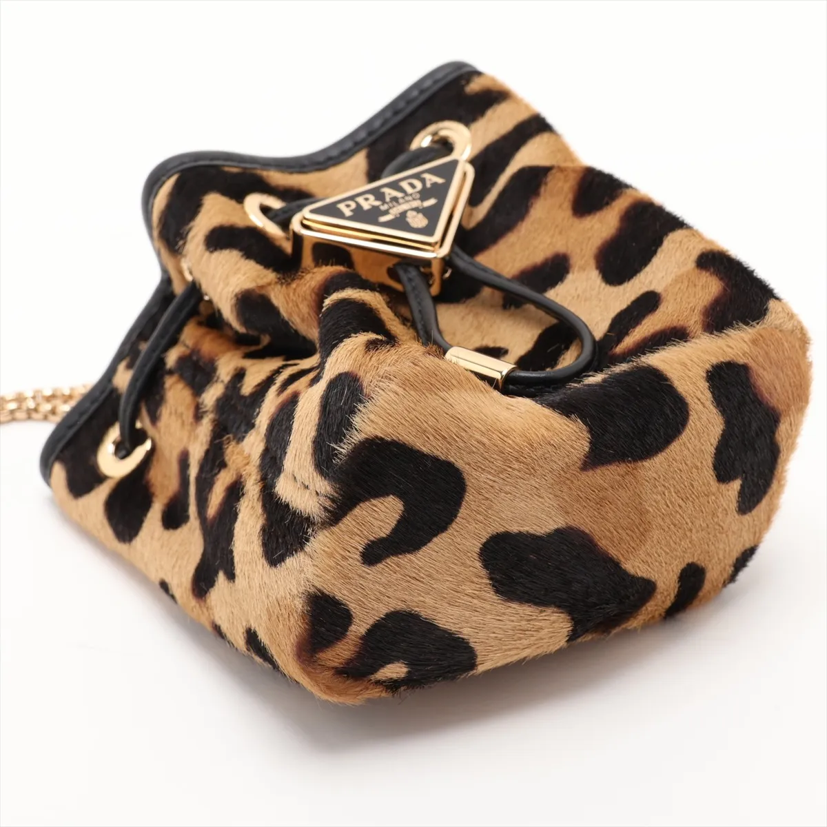 1NR016 Calf Hair x Leather Chain Shoulder Bag Leopard Print — view 4