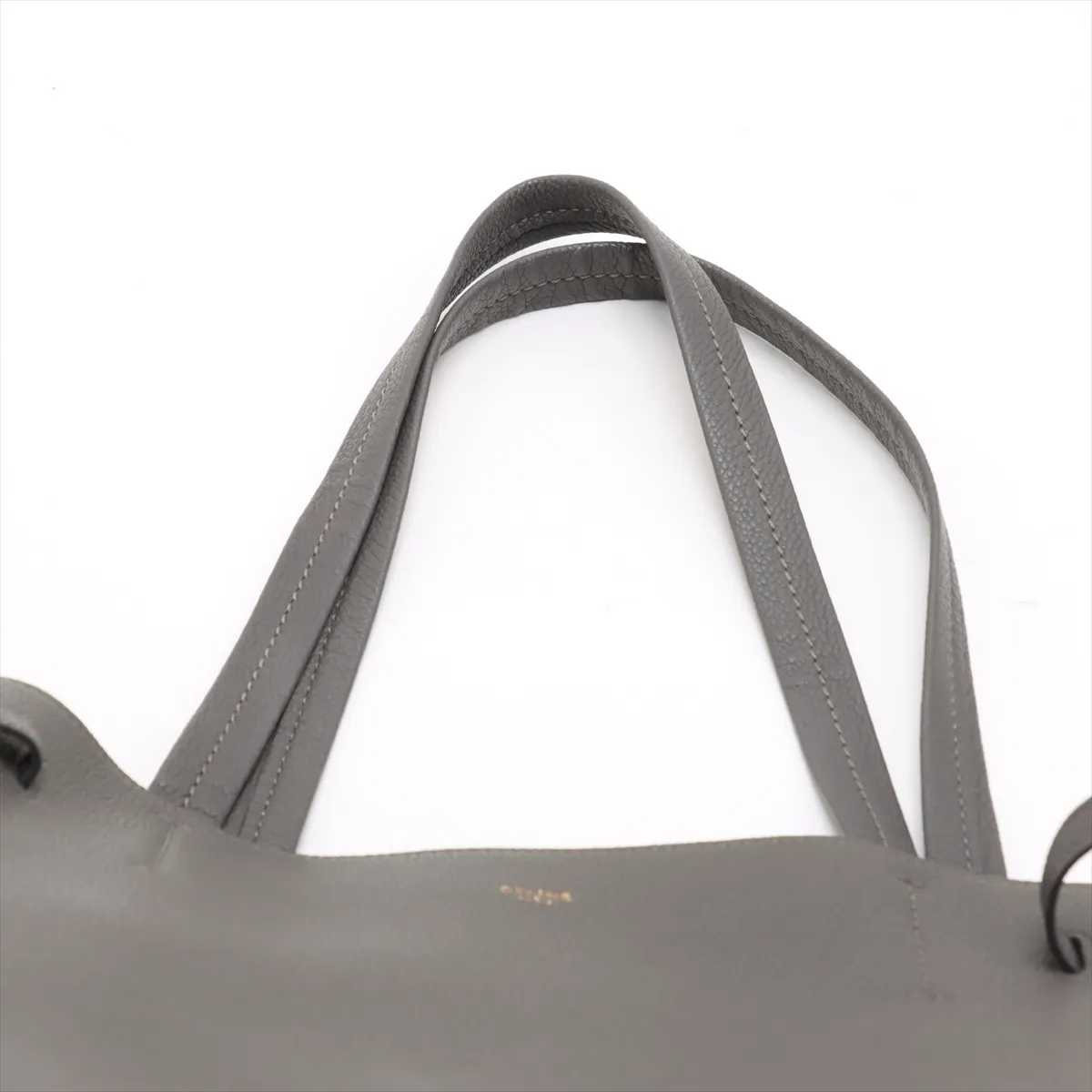 Cabas Phantom Small Leather Tote Bag, Gray — view 6