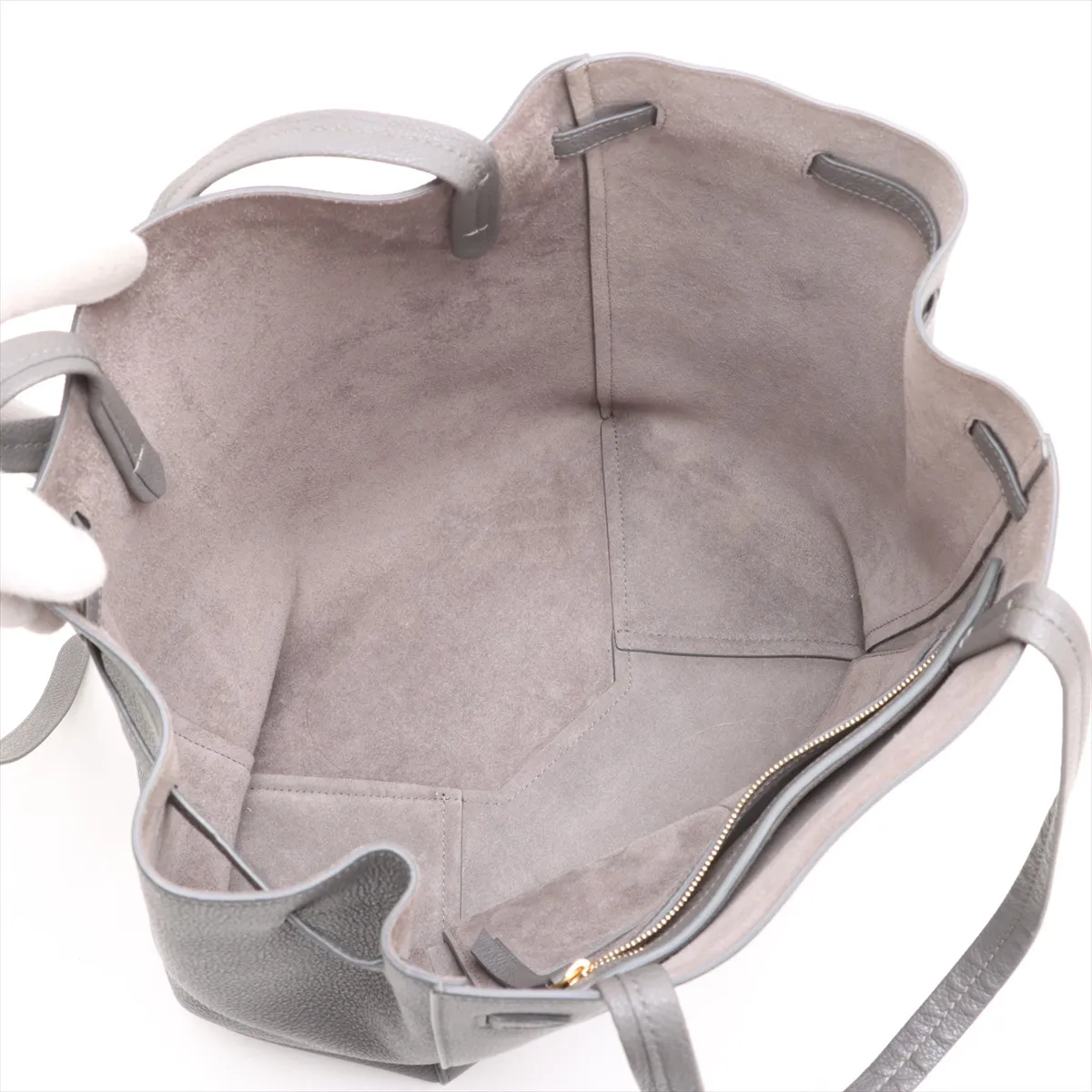 Cabas Phantom Small Leather Tote Bag, Gray — view 7
