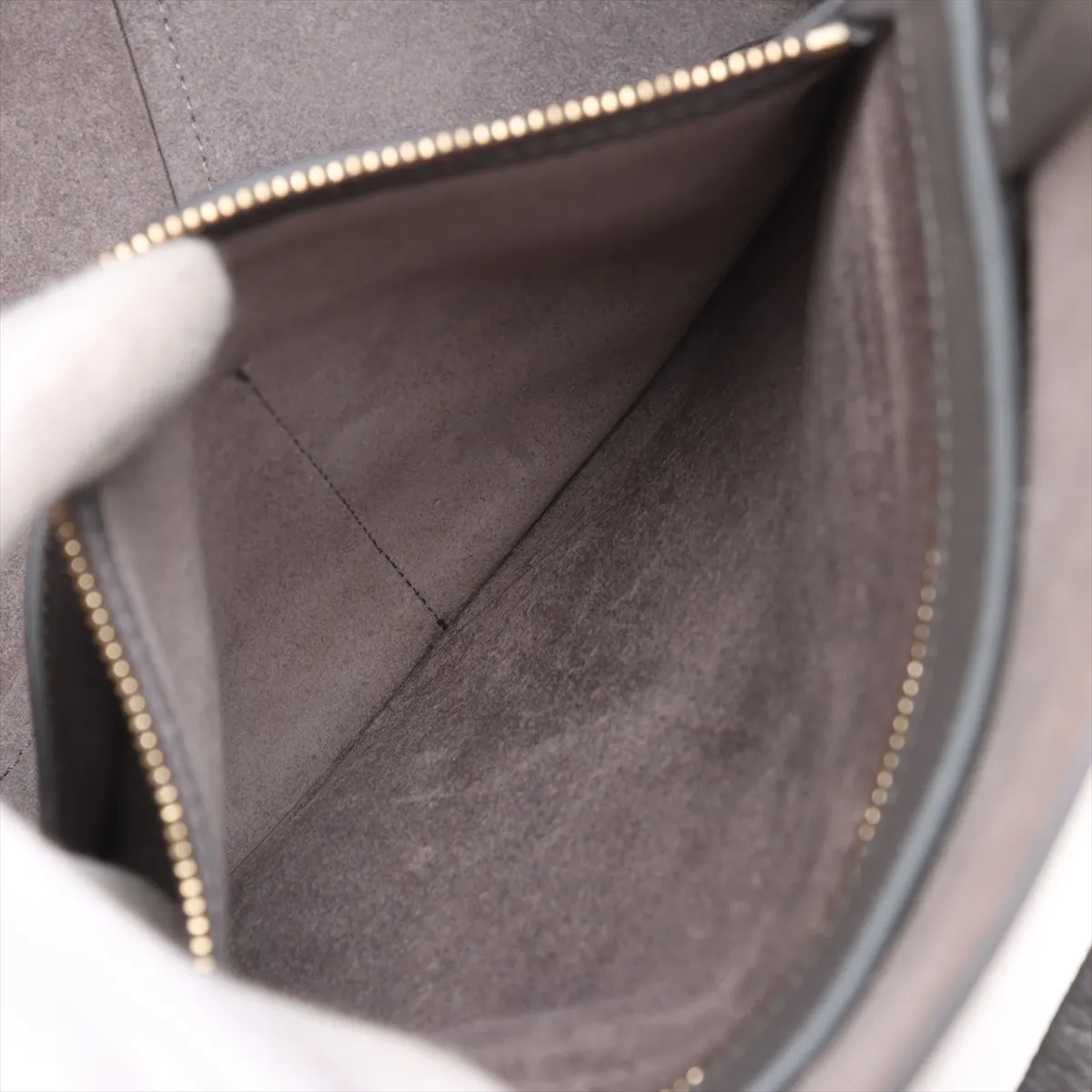Cabas Phantom Small Leather Tote Bag, Gray — view 8