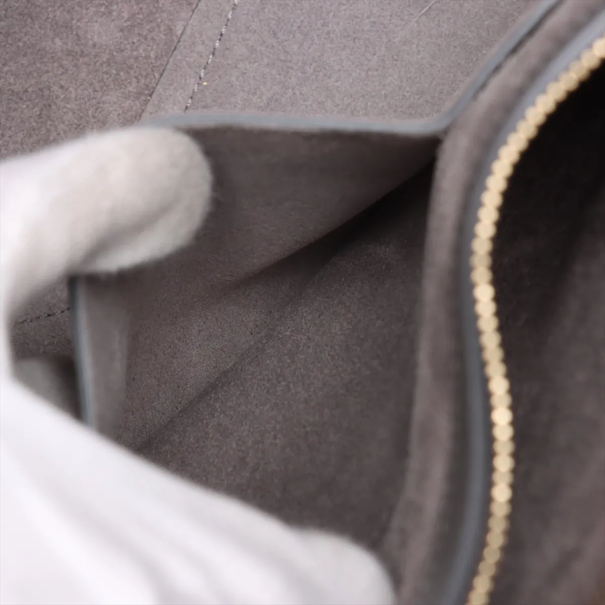 Cabas Phantom Small Leather Tote Bag, Gray — view 9