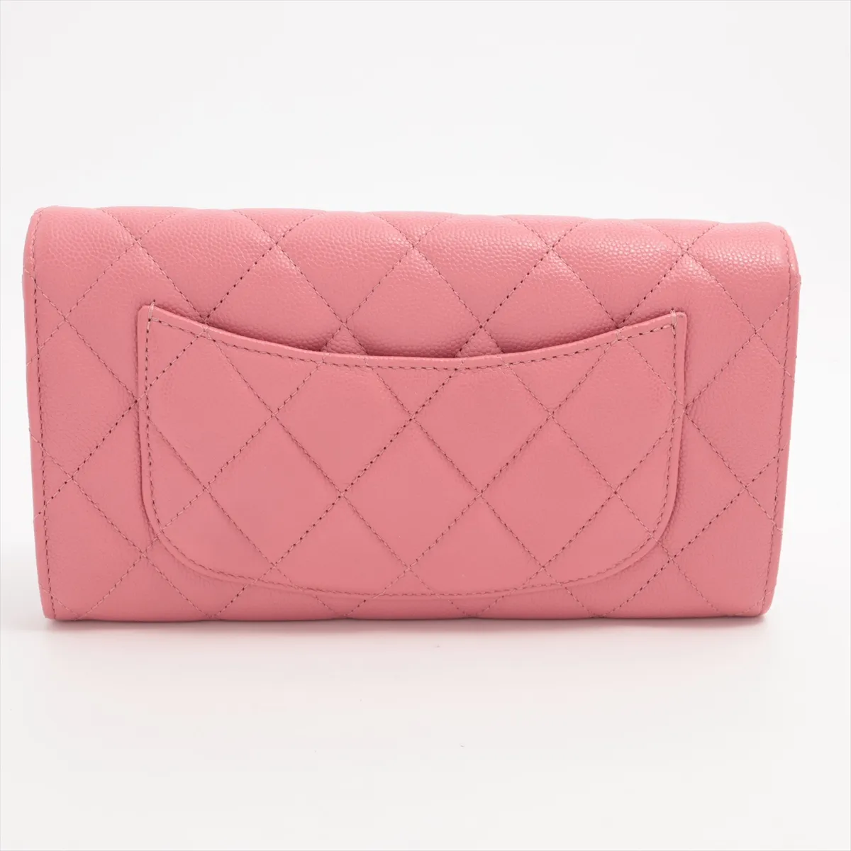 Matelassé Caviar Leather Long Wallet, Pink with Gold Hardware, LKEU3HG4 — view 2