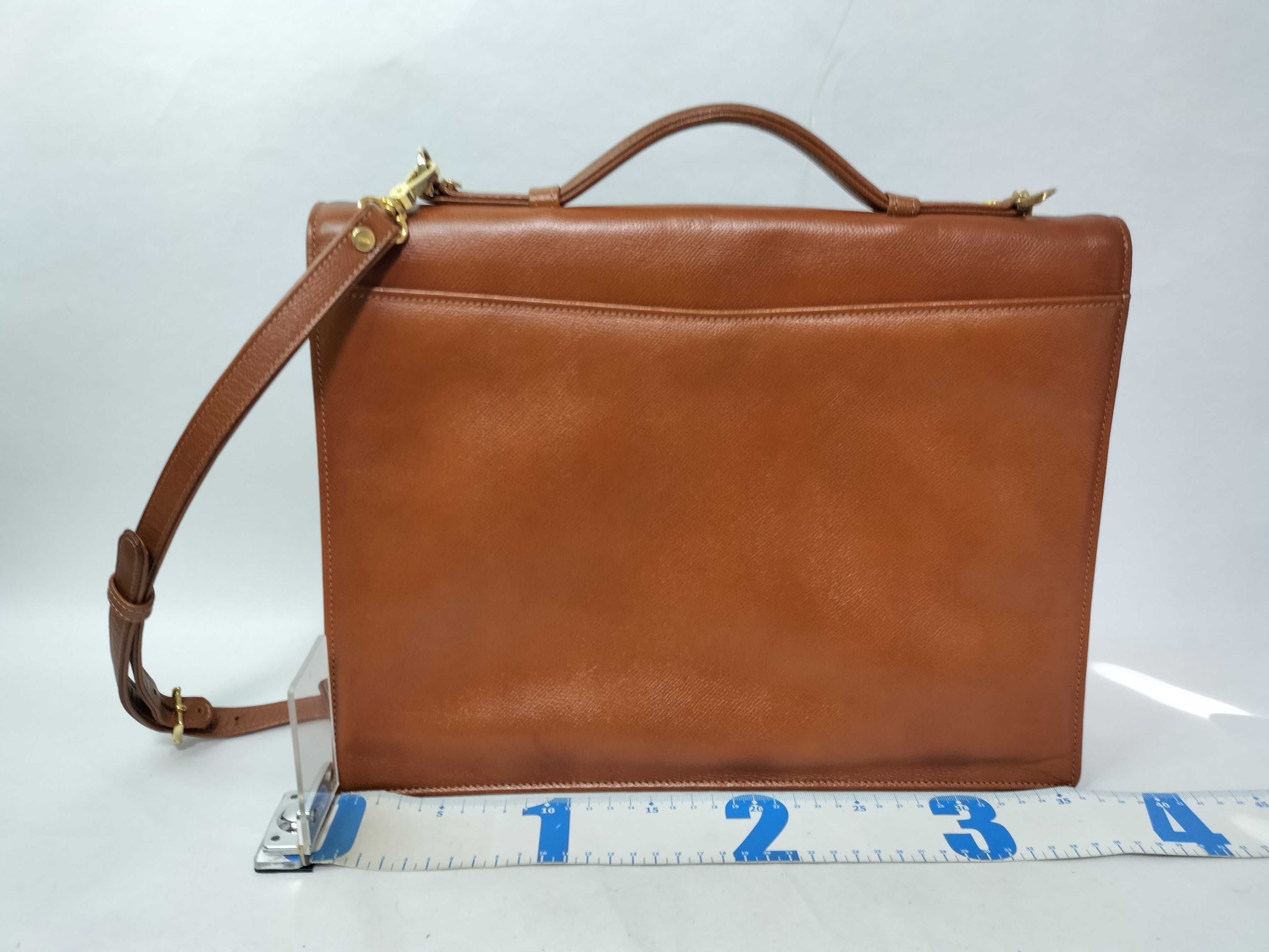 2-Way Business Bag Briefcase Leather Brown Gold Hardware Business Bag — view 2
