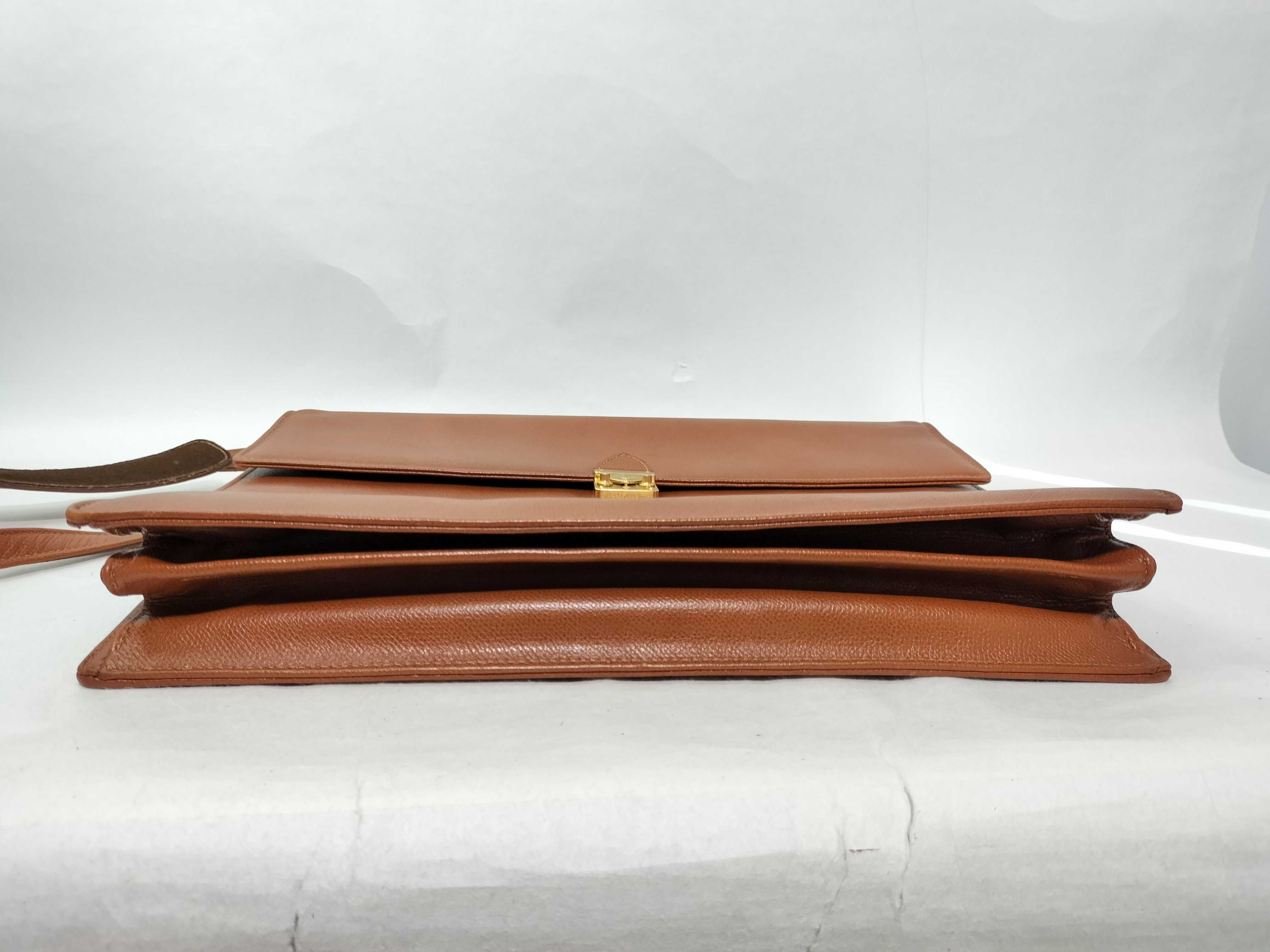 2-Way Business Bag Briefcase Leather Brown Gold Hardware Business Bag — view 11
