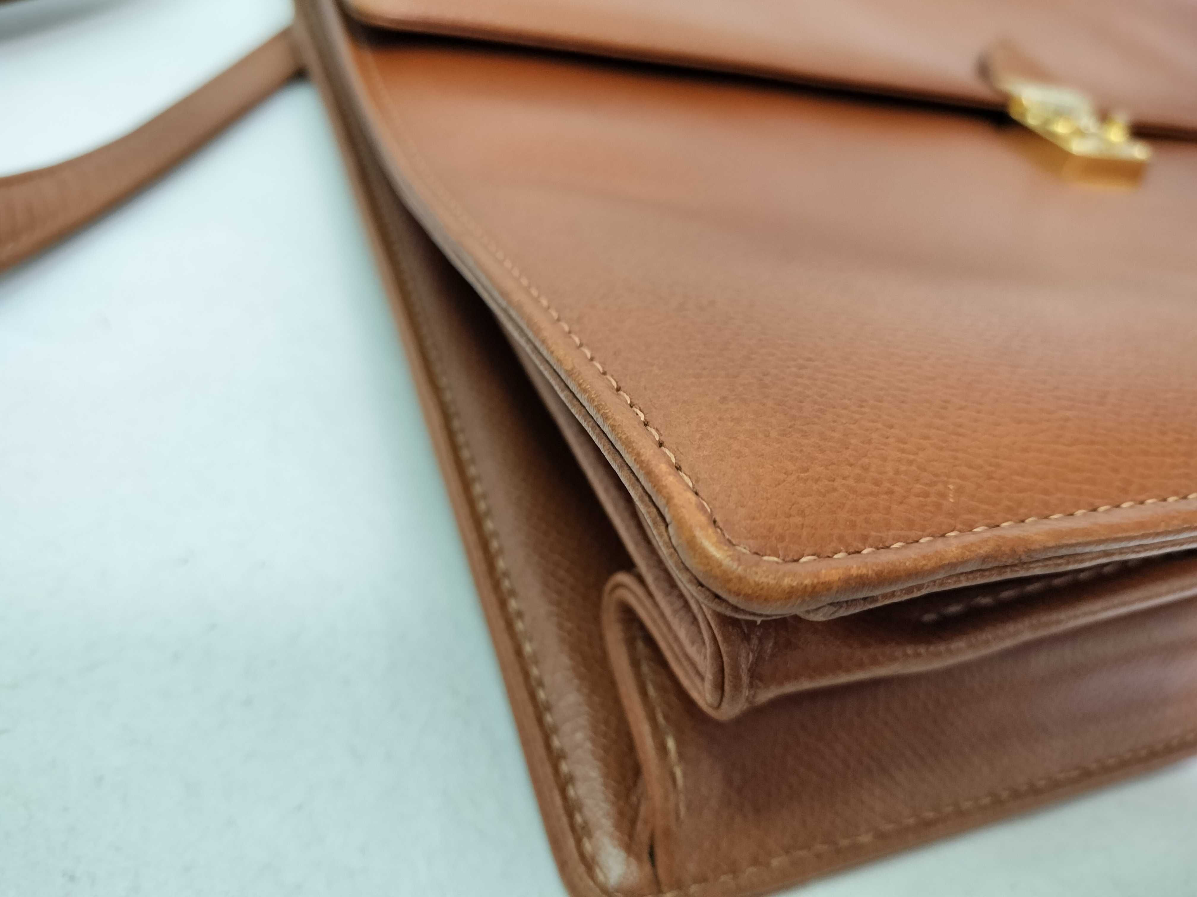 2-Way Business Bag Briefcase Leather Brown Gold Hardware Business Bag — view 12