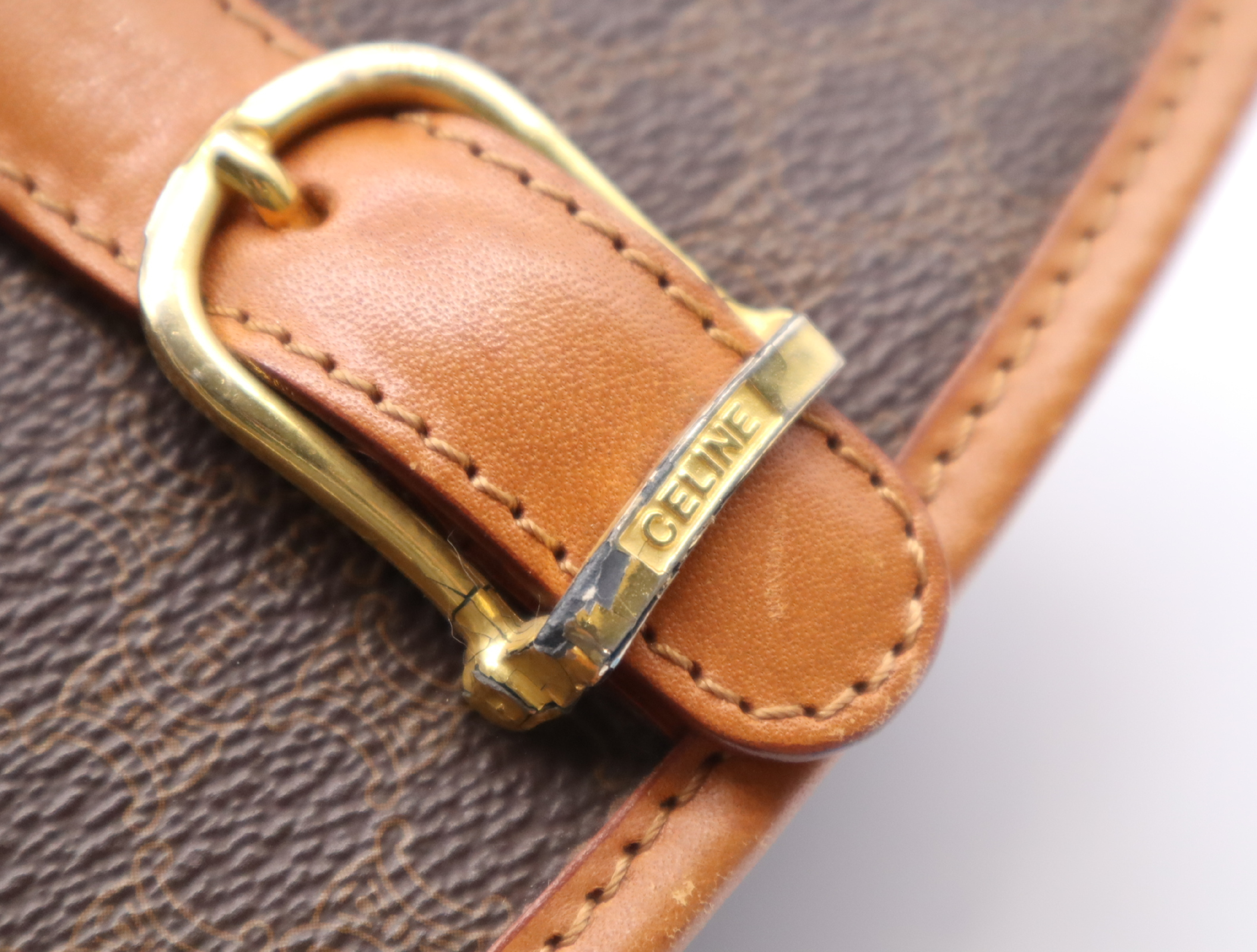 PVC x Leather Macadam Pattern Shoulder Bag, Brown, Gold Hardware — view 13