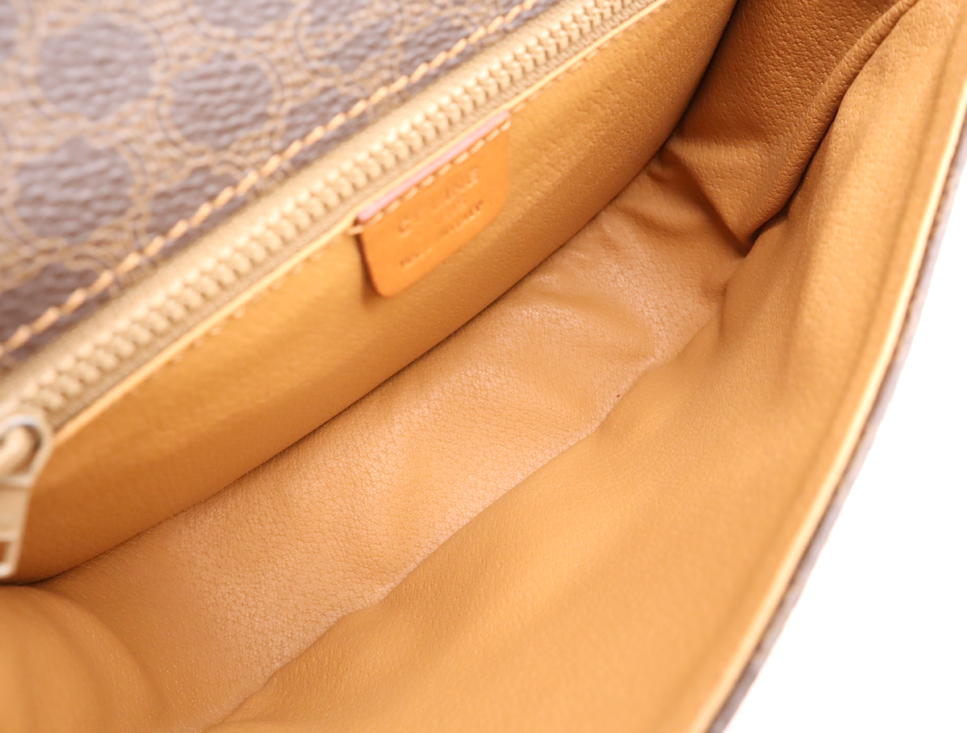 PVC x Leather Macadam Pattern Shoulder Bag, Brown, Gold Hardware — view 14