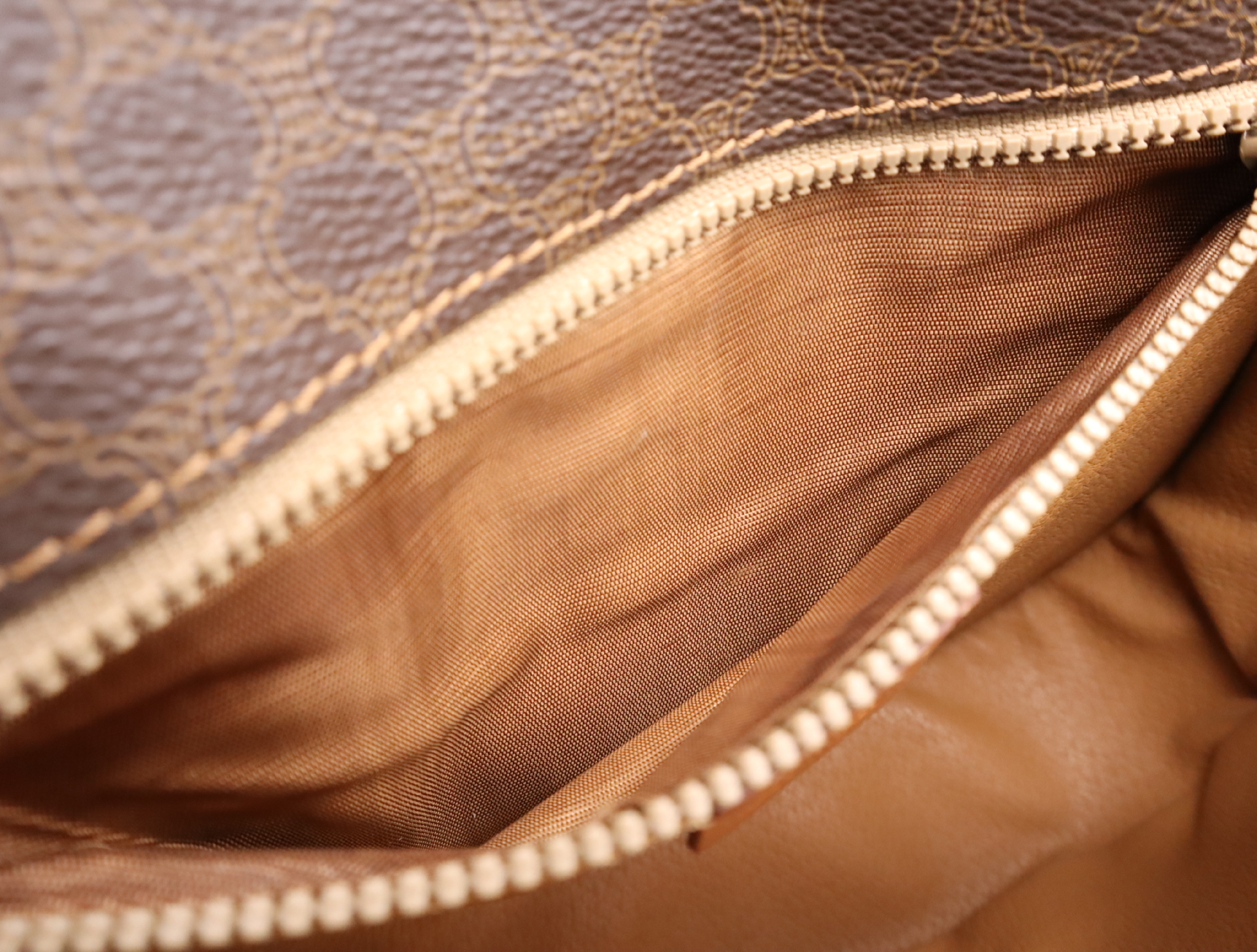 PVC x Leather Macadam Pattern Shoulder Bag, Brown, Gold Hardware — view 15