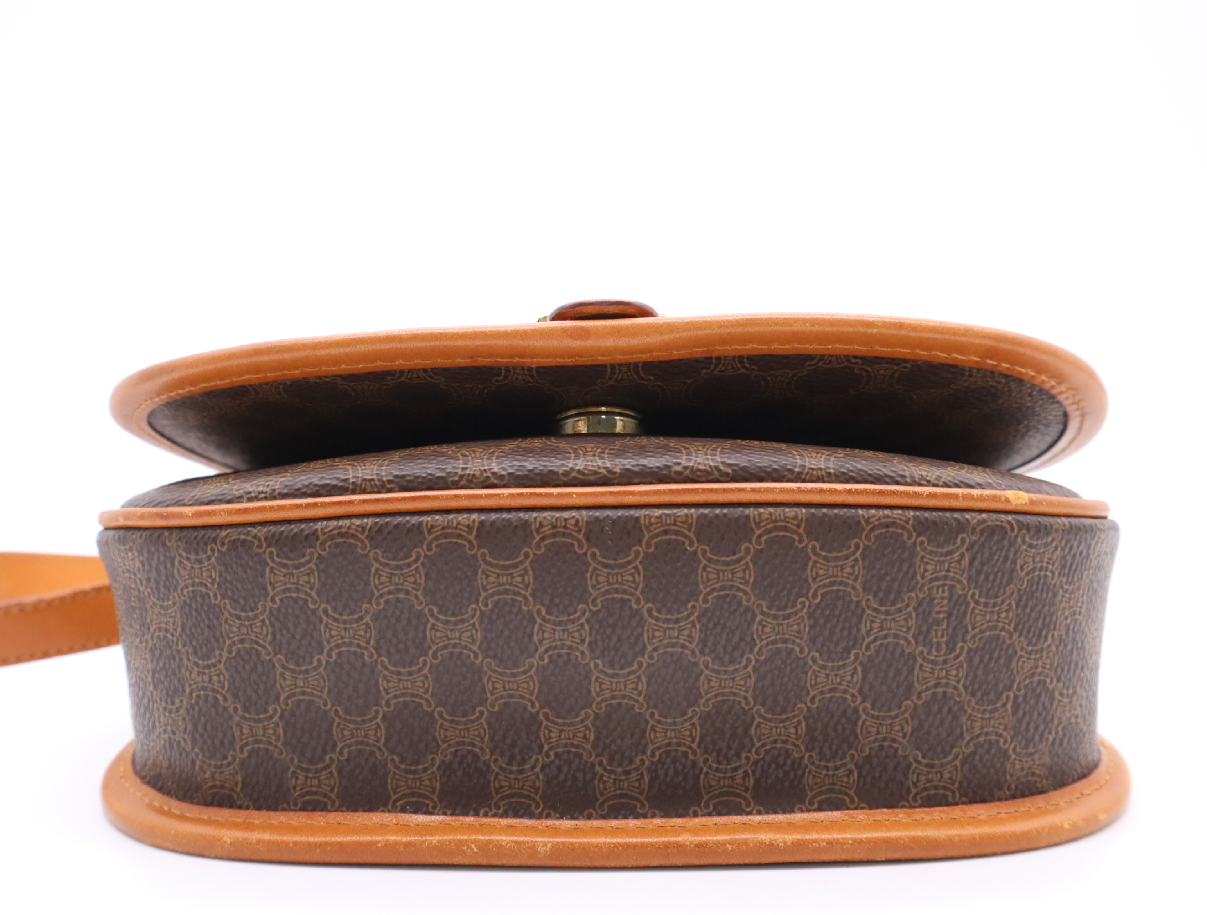 PVC x Leather Macadam Pattern Shoulder Bag, Brown, Gold Hardware — view 4