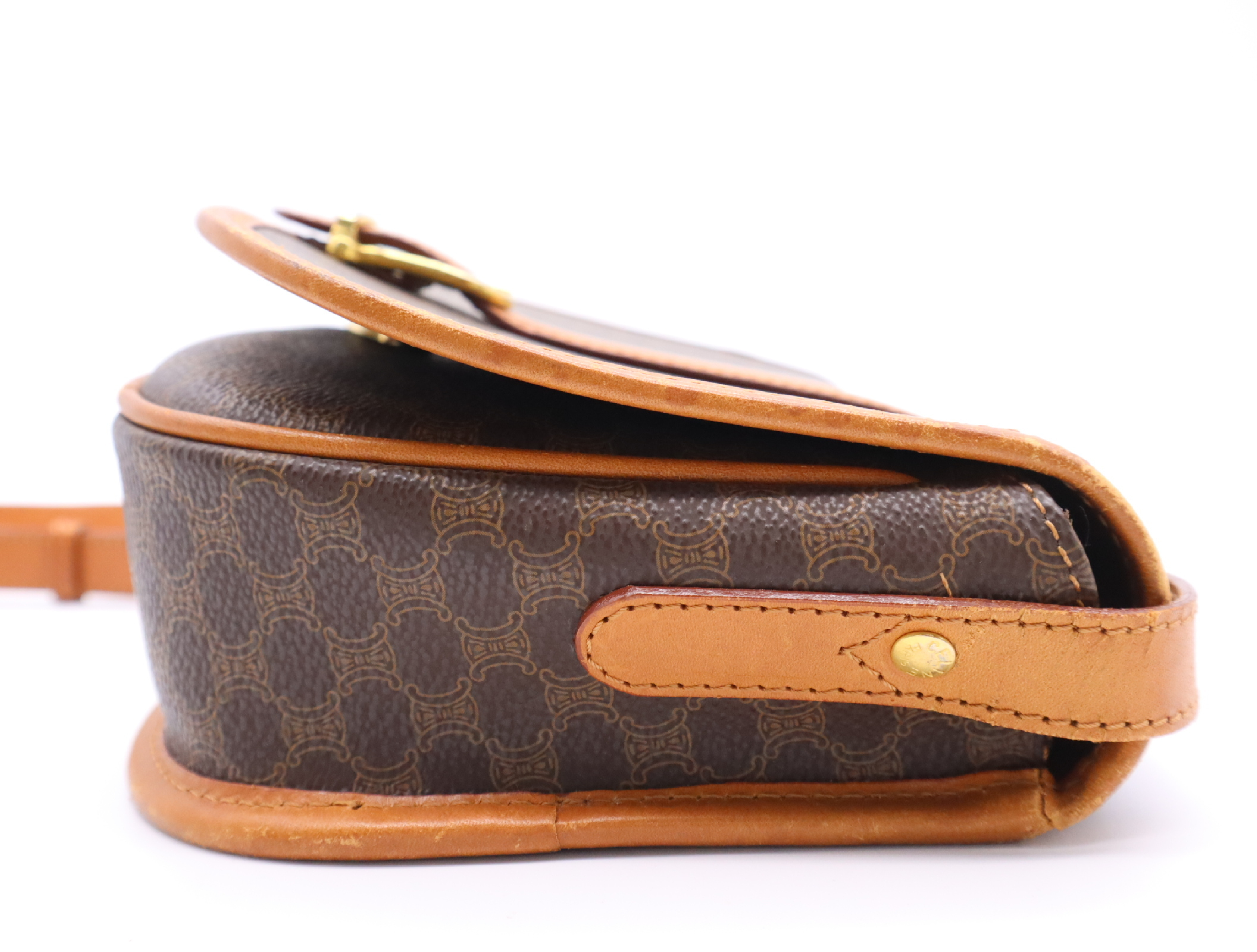 PVC x Leather Macadam Pattern Shoulder Bag, Brown, Gold Hardware — view 5