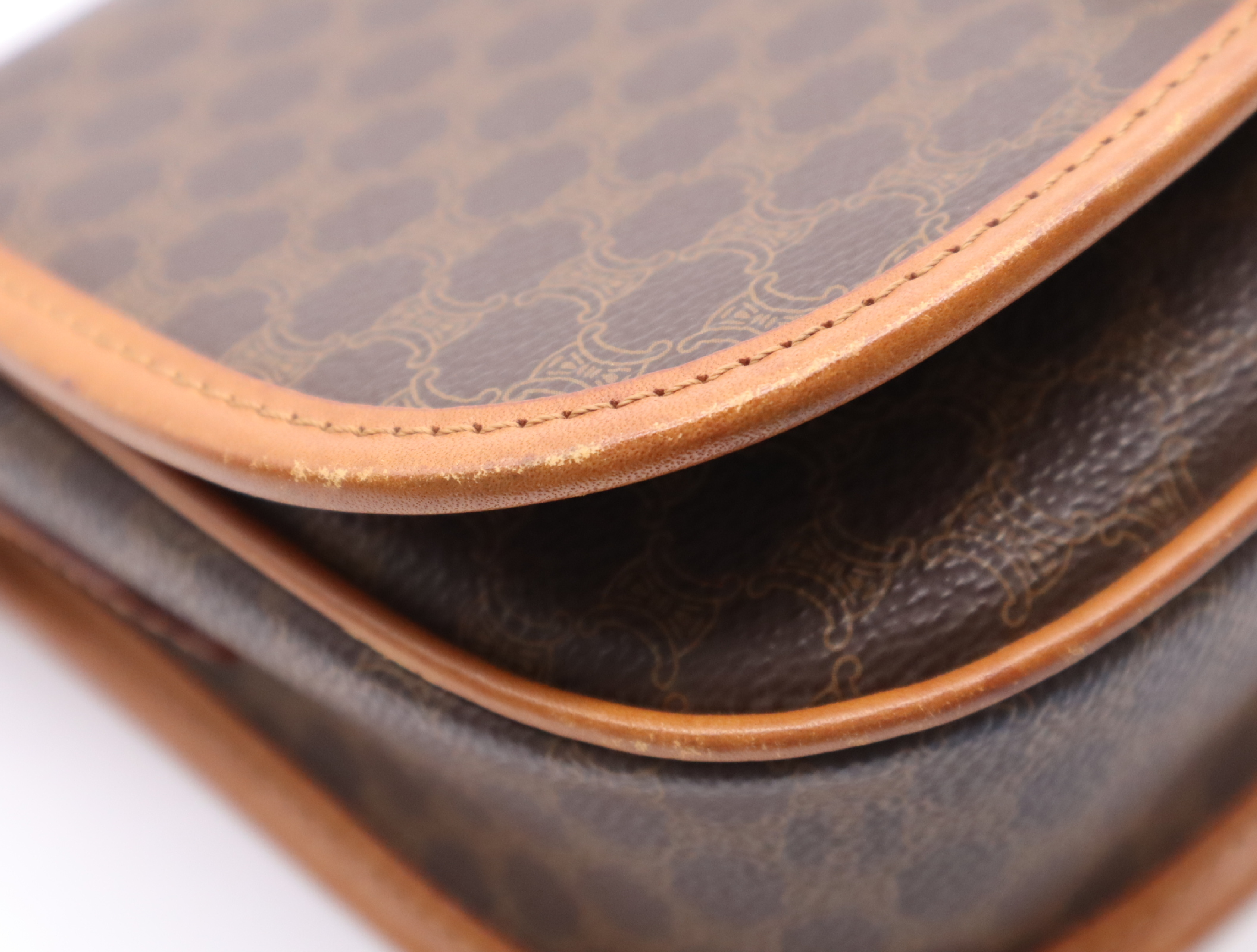 PVC x Leather Macadam Pattern Shoulder Bag, Brown, Gold Hardware — view 6