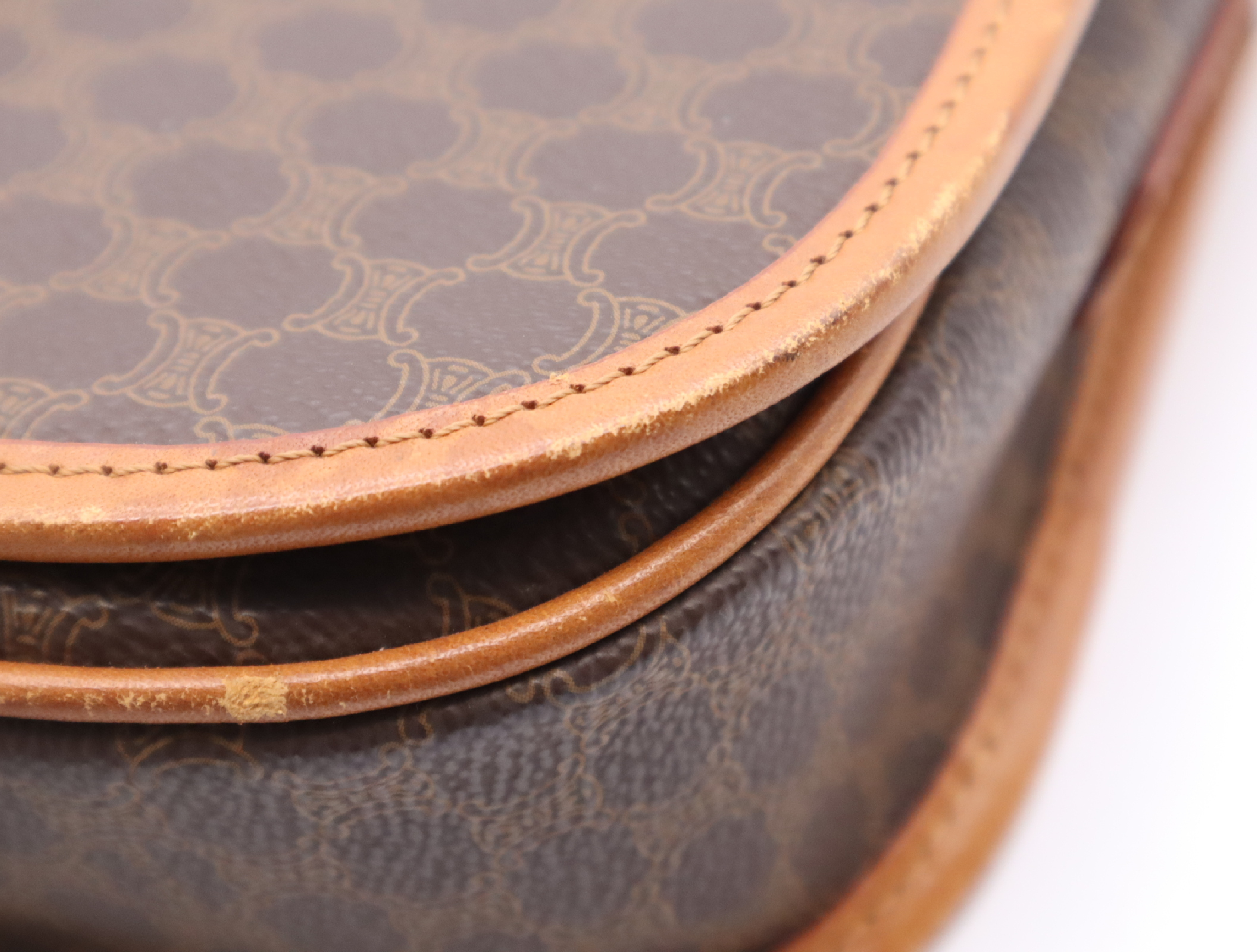 PVC x Leather Macadam Pattern Shoulder Bag, Brown, Gold Hardware — view 7
