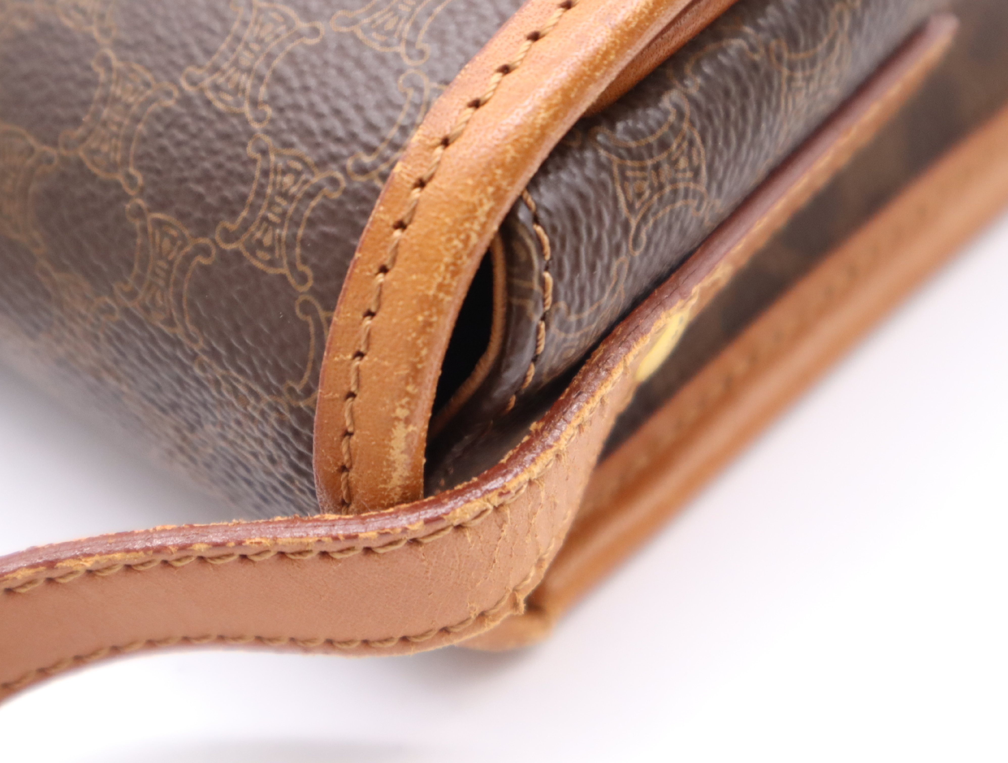 PVC x Leather Macadam Pattern Shoulder Bag, Brown, Gold Hardware — view 9
