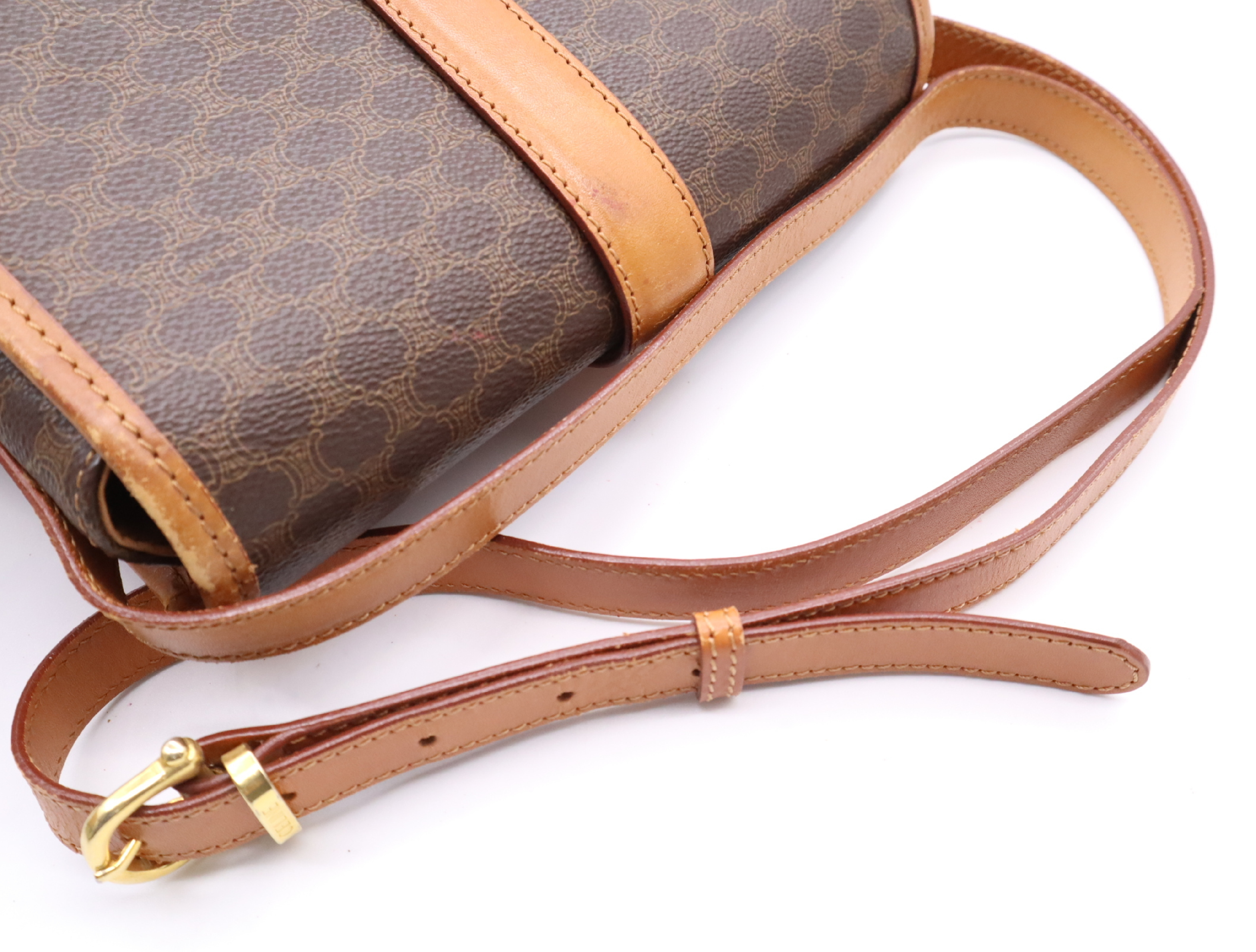 PVC x Leather Macadam Pattern Shoulder Bag, Brown, Gold Hardware — view 10