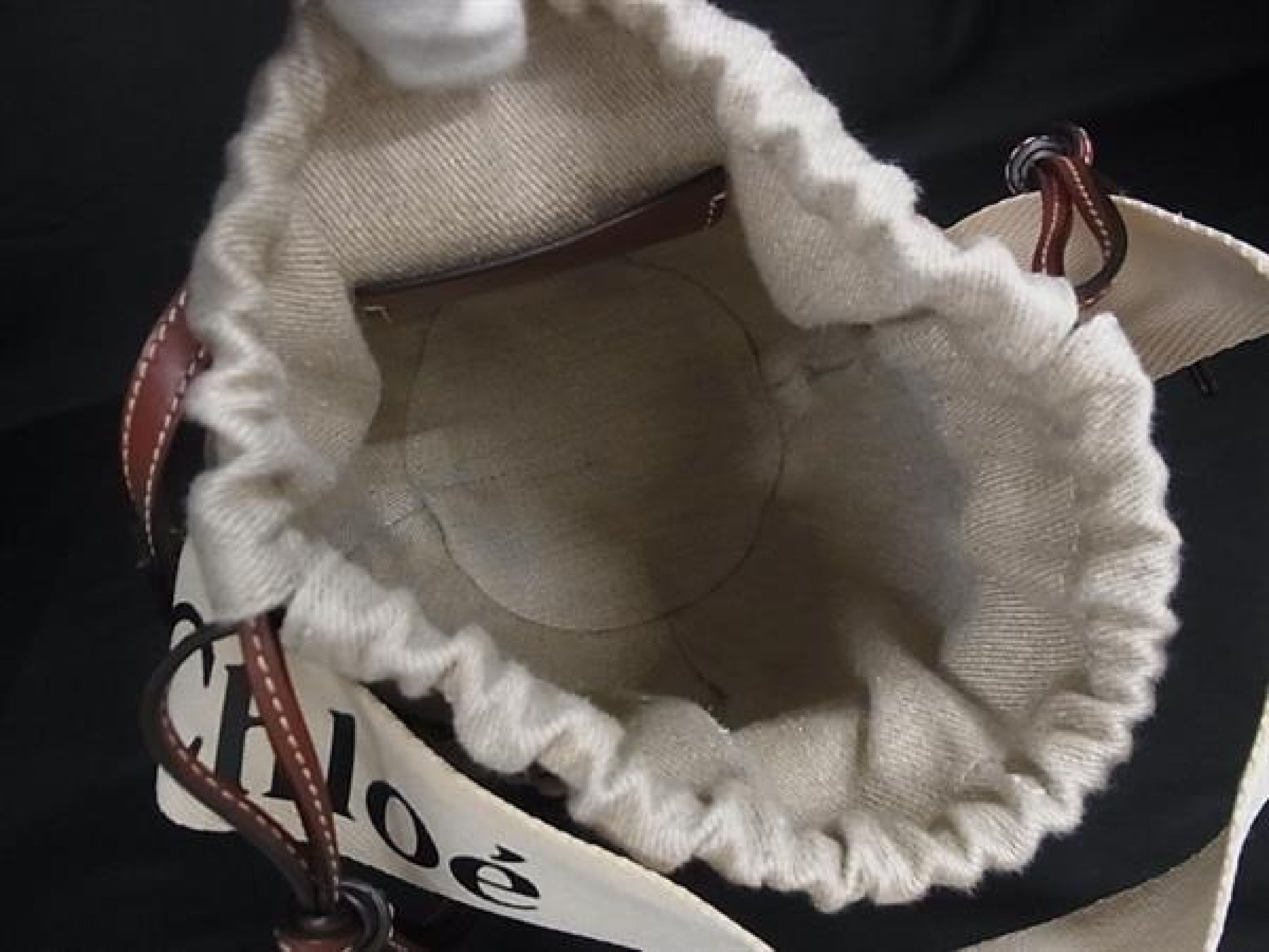 Woody Small Basket Paper x Leather 2-Way Shoulder Bag, Beige (HB4581) — view 5