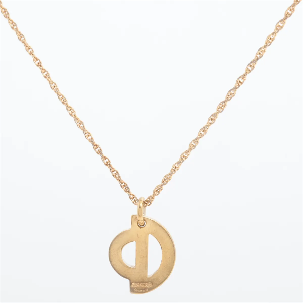 CD logo necklace, GP gold. Shows signs of wear, — view 2