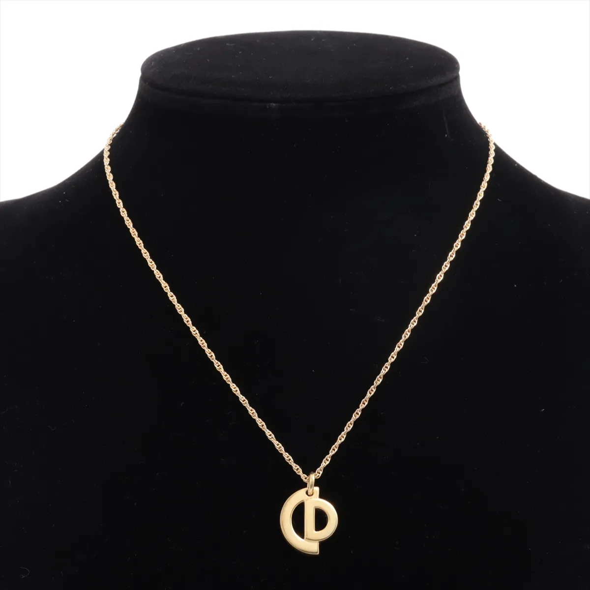 CD logo necklace, GP gold. Shows signs of wear, — view 5