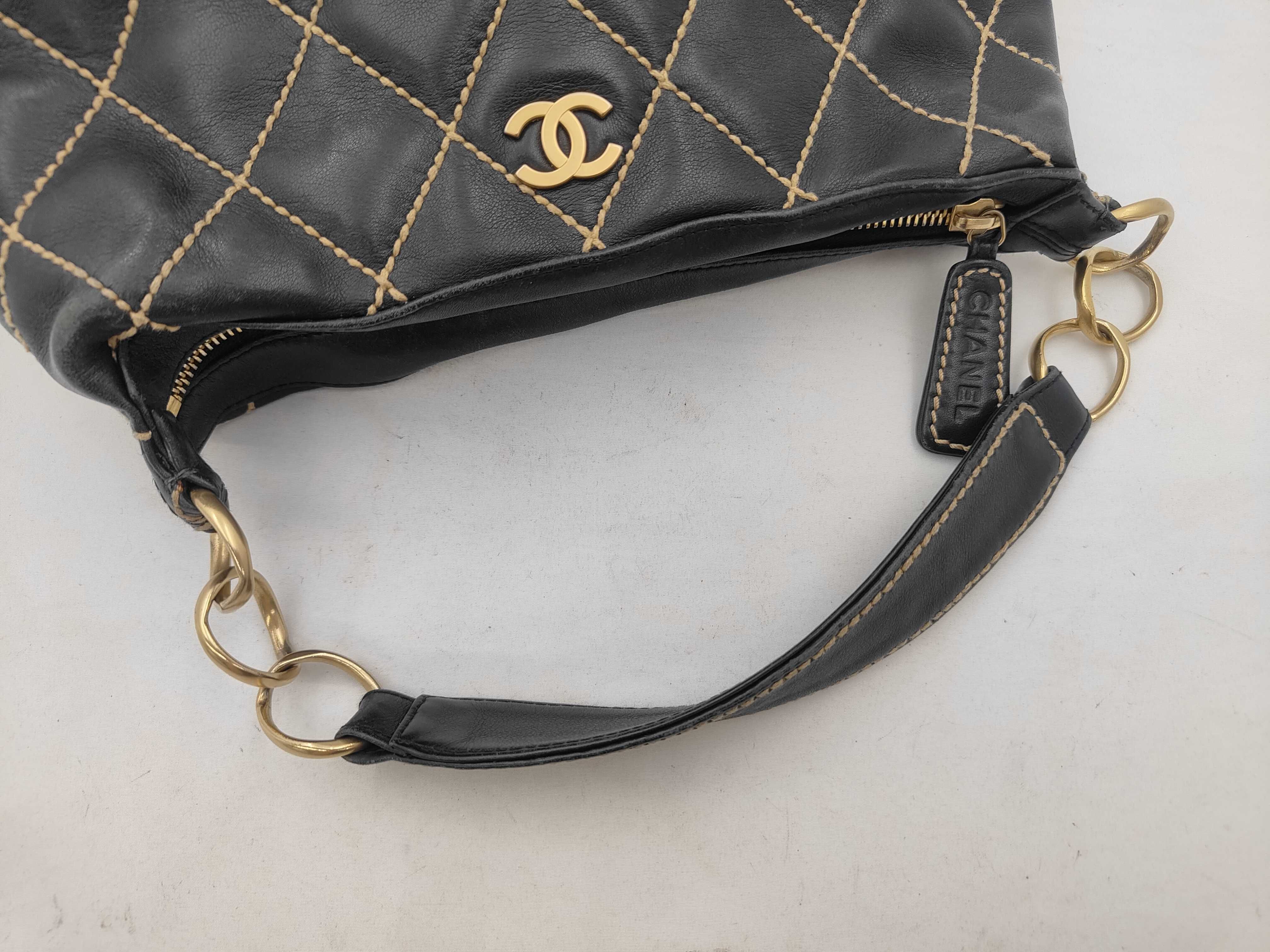 Wild Stitch Lambskin Chain Shoulder Bag, Black with Gold Hardware, 8794984 (Serial Number 8, A20663) — view 3