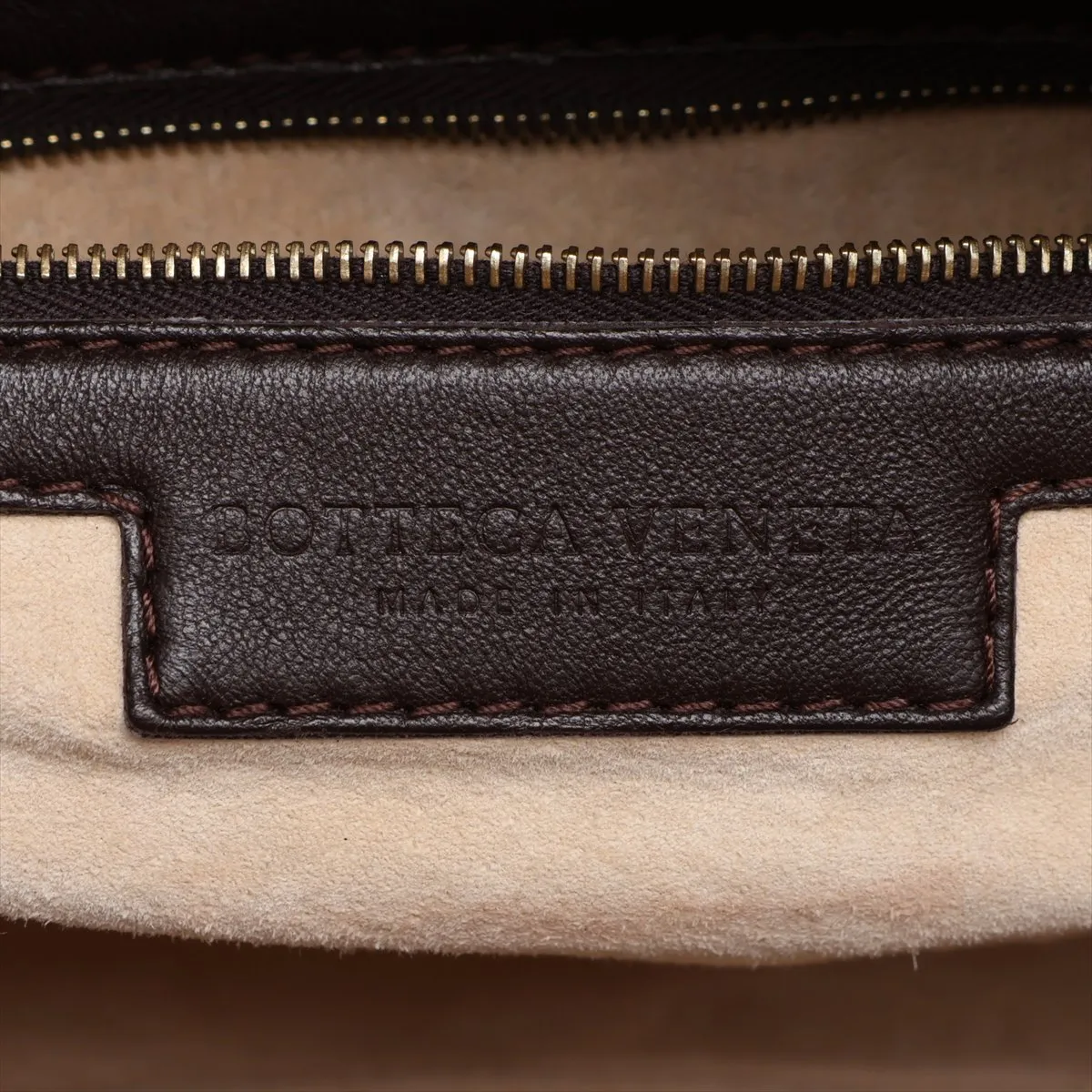 Intrecciato Leather Handbag, Brown, 173398, with Mirror — view 9